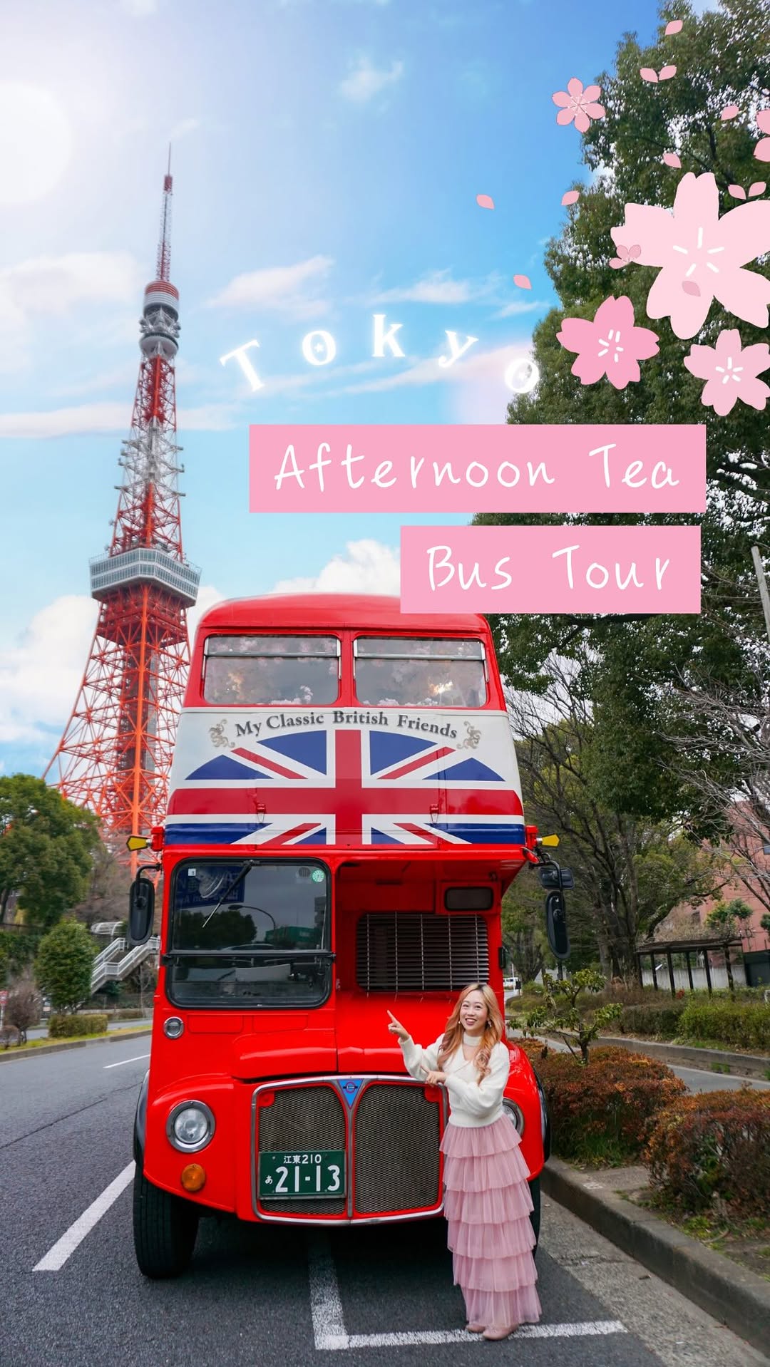 Tokyo Double-Decker Bus Tour Passes Cherry Blossoms