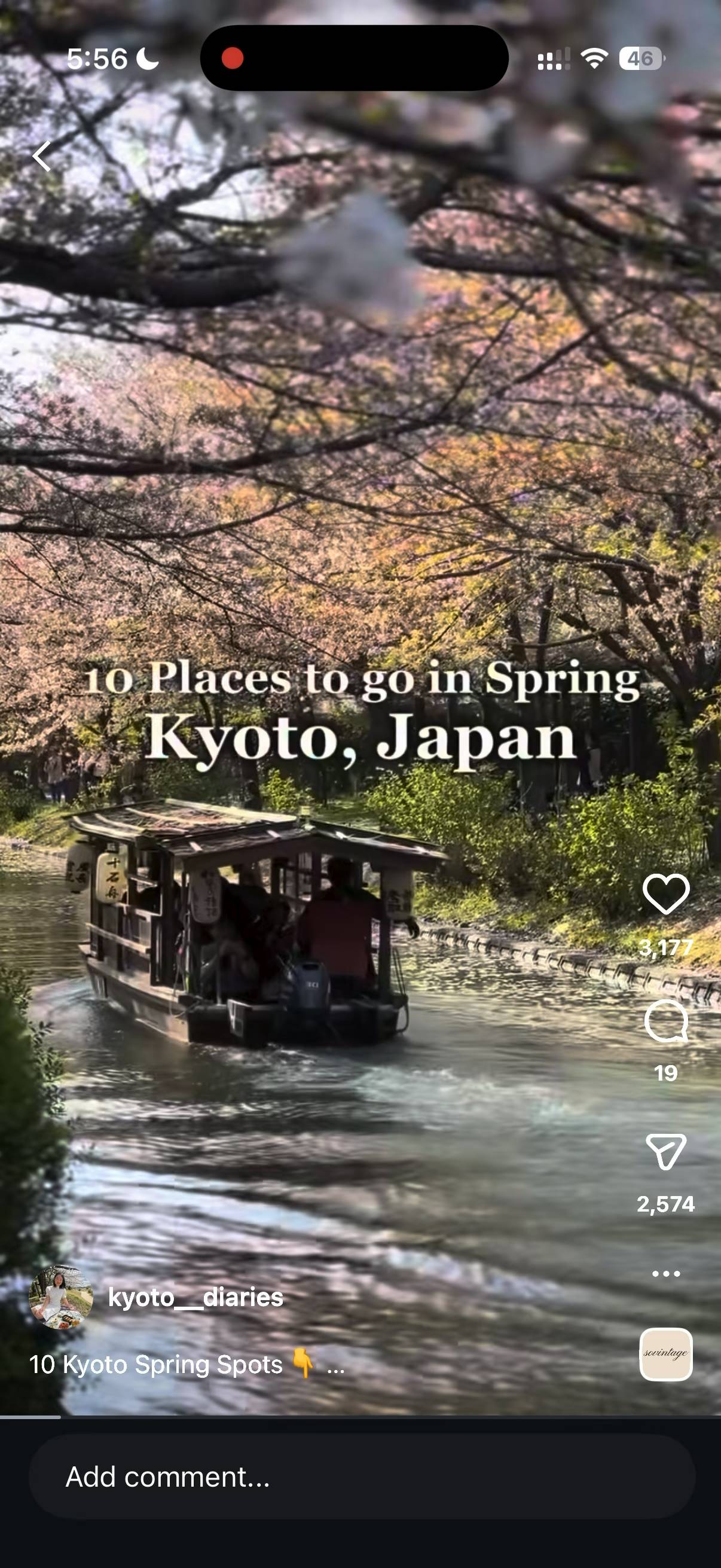 An Instagram travel reel ready to be shared to DocentPro.
