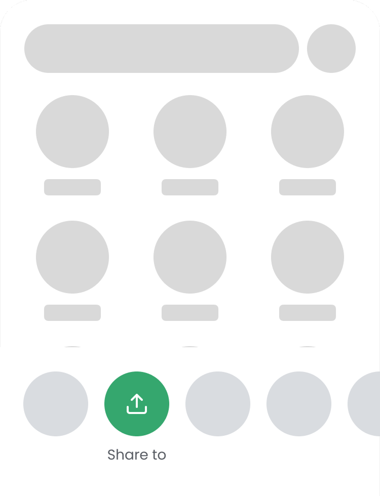 The iOS share sheet showing DocentPro as a destination.