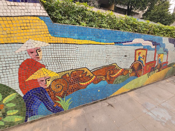 Ceramic mosaic mural road