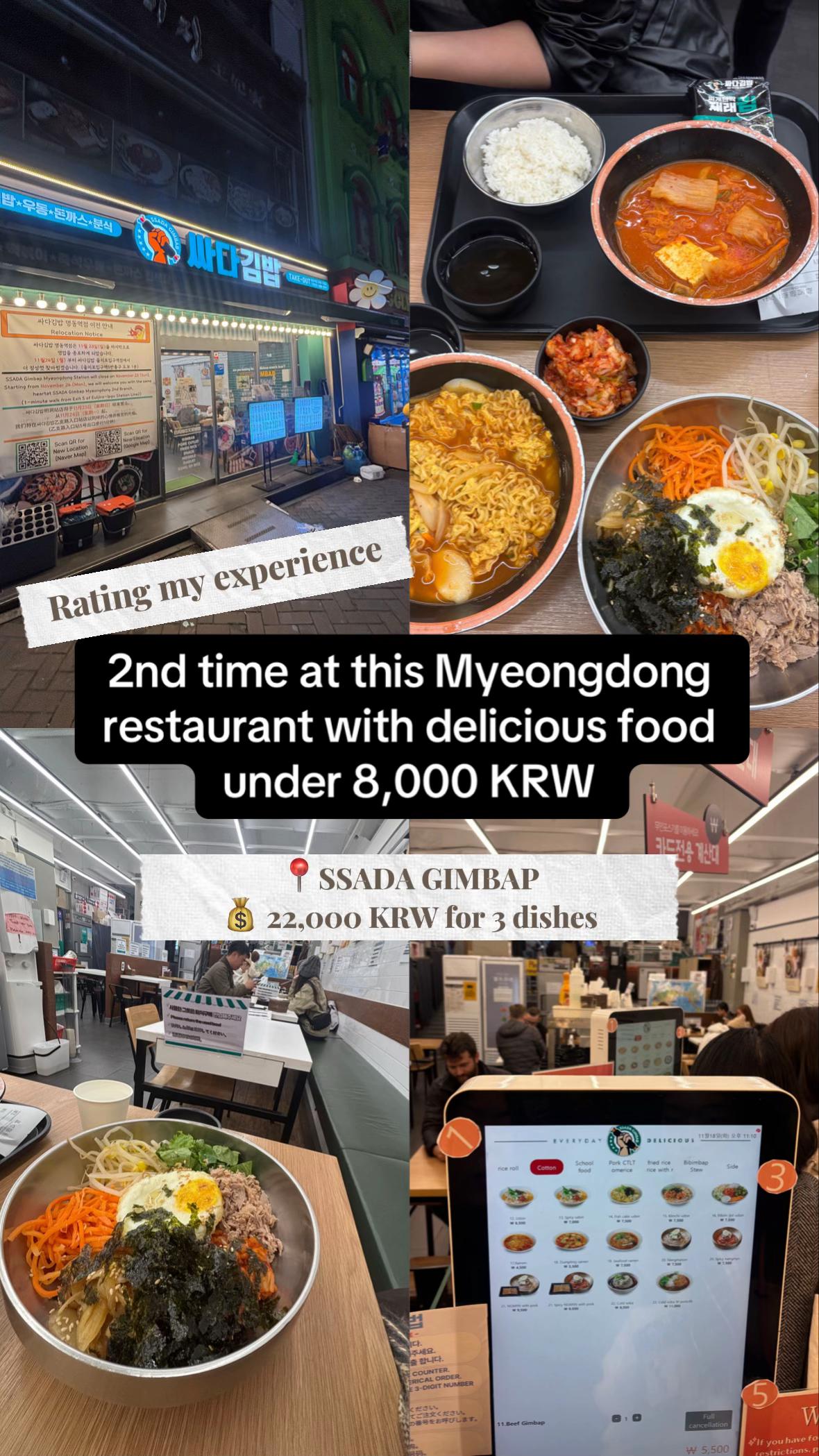 Ssada Gimbab Myeongdong: Affordable and Tasty Korean Gem