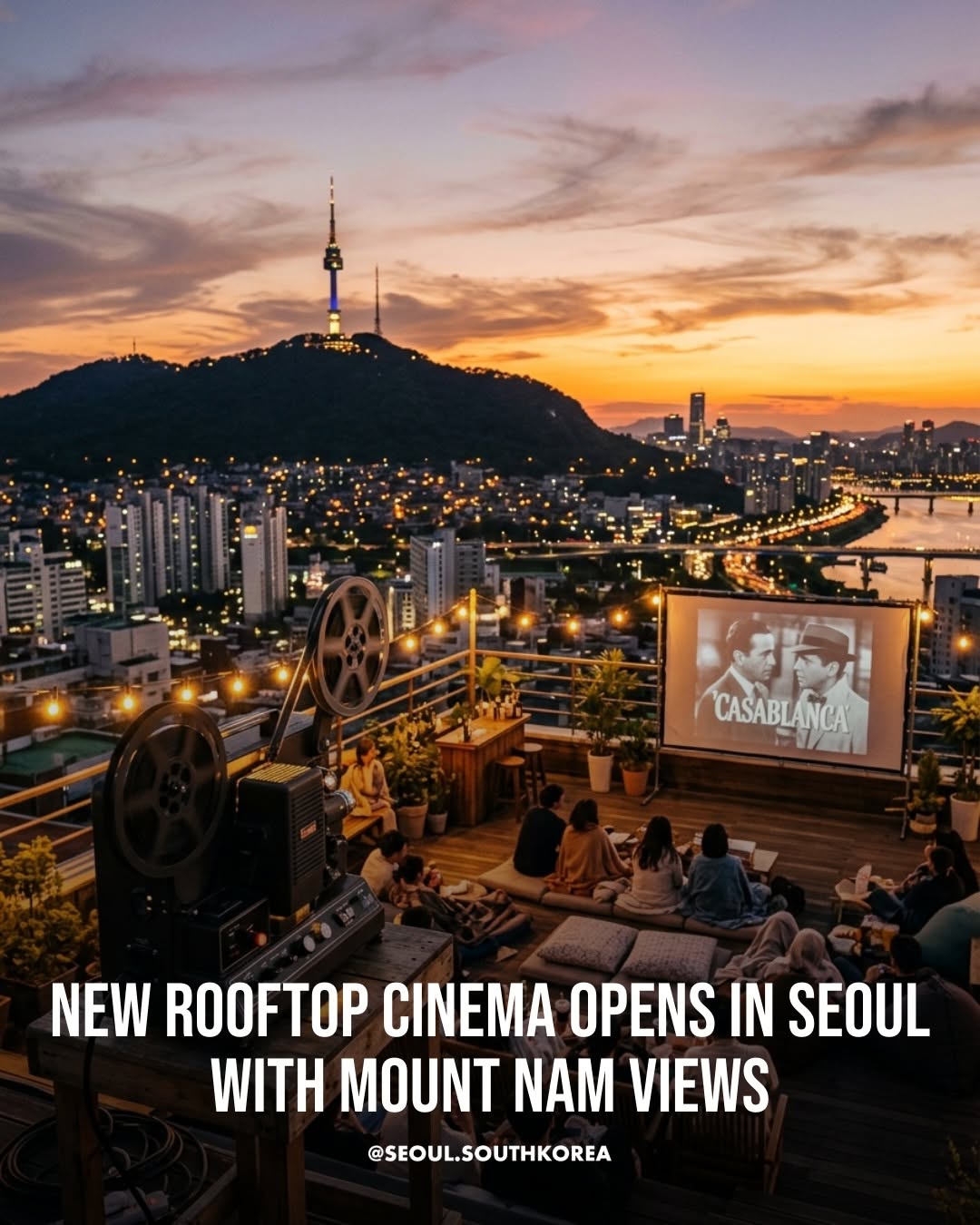 Rooftop Cinema With Namsan Views In Chungmu-ro