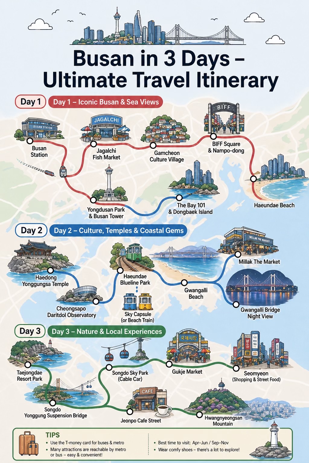 Busan: A 3-Day Itinerary of Culture, Coasts & Cafes