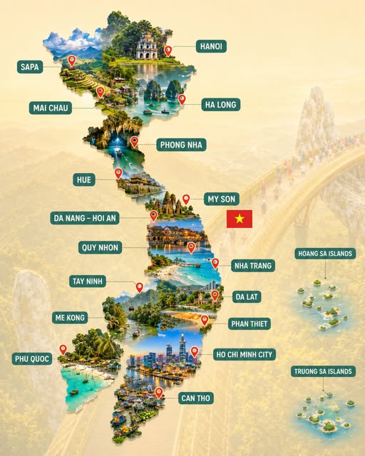Vietnam Travel Map: Mountains to Beaches