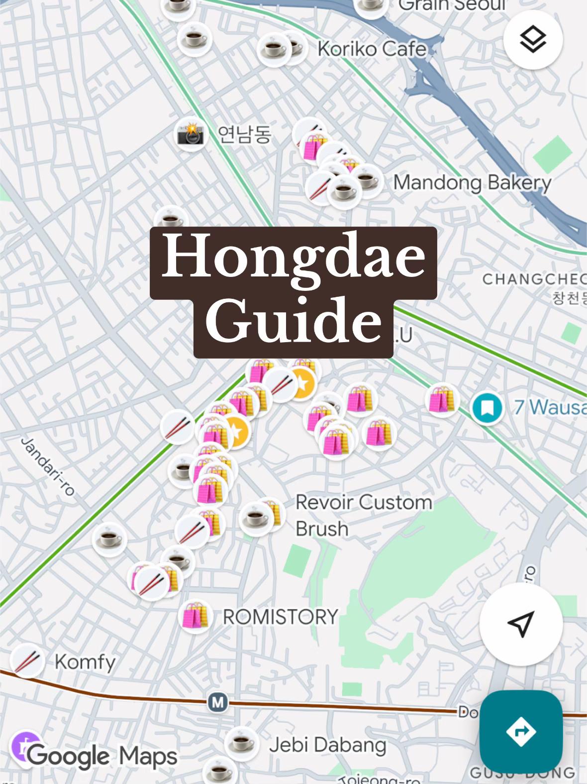 Shops and Eateries in Seoul's Hongdae District