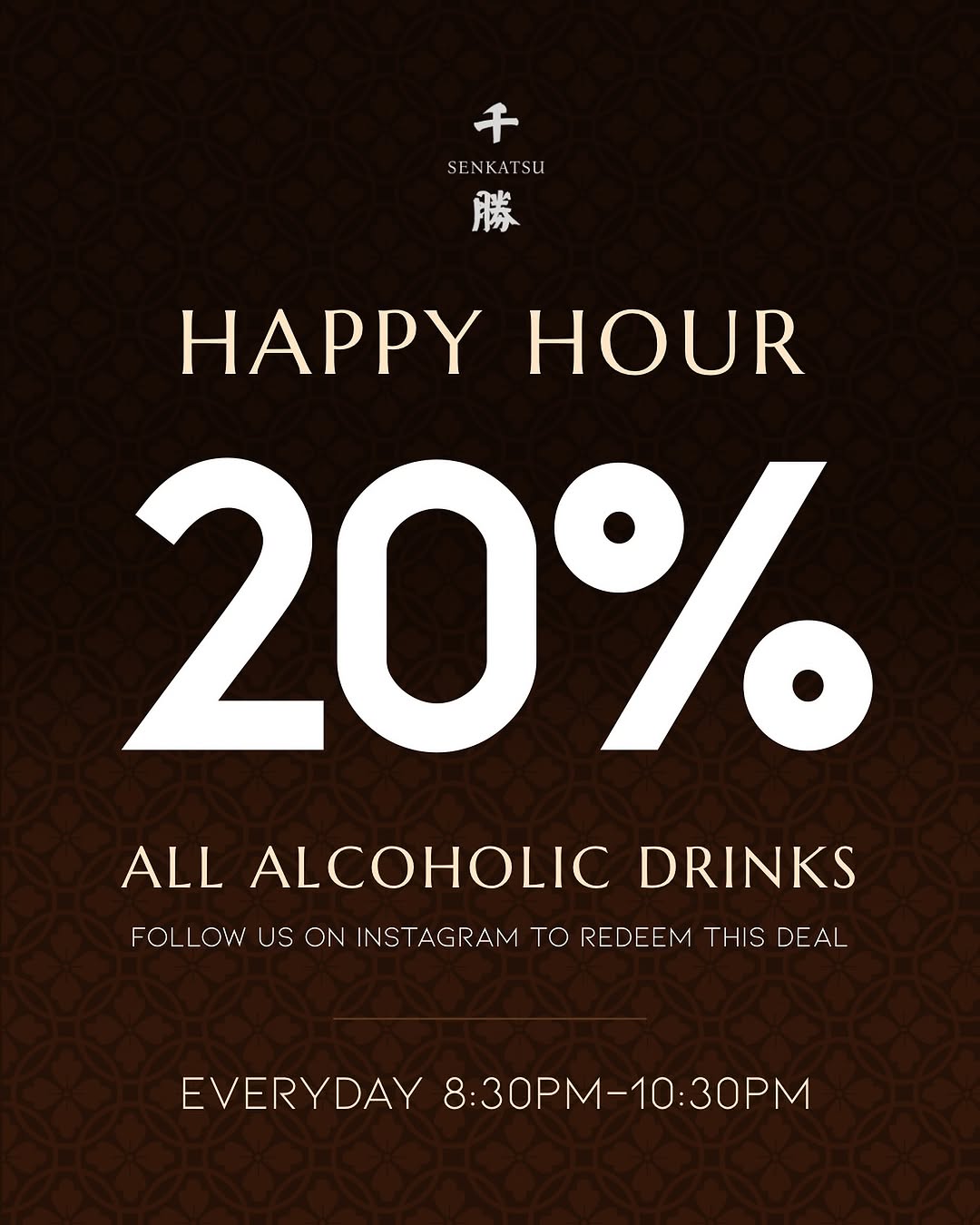 Senkatsu Offers Daily Happy Hour Drink Discount