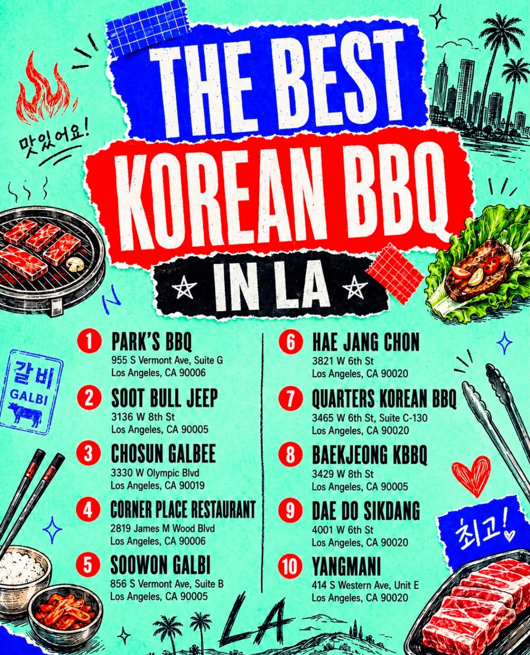 Ten Korean BBQ Restaurants in Los Angeles