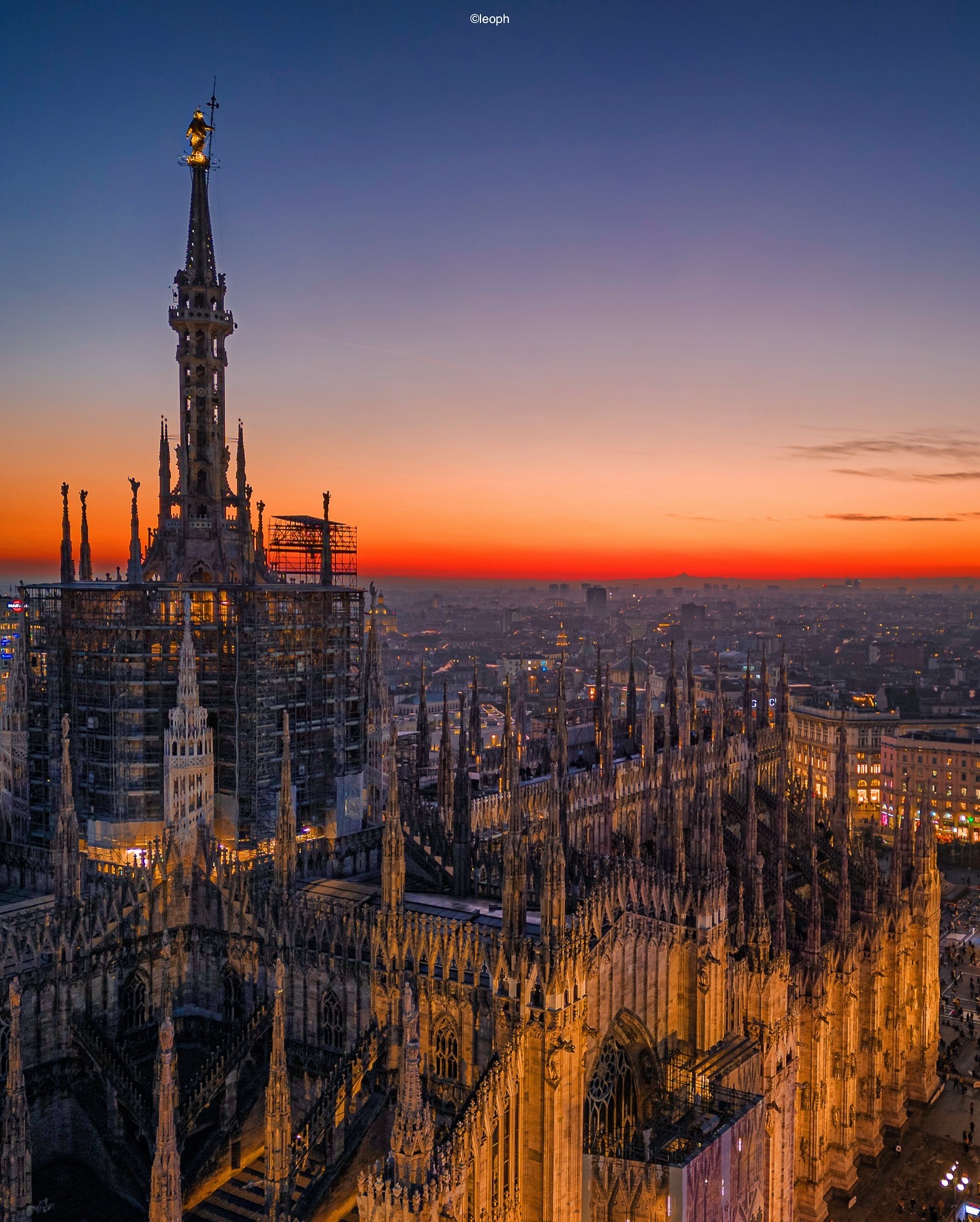 Milan Cathedral Sunset View