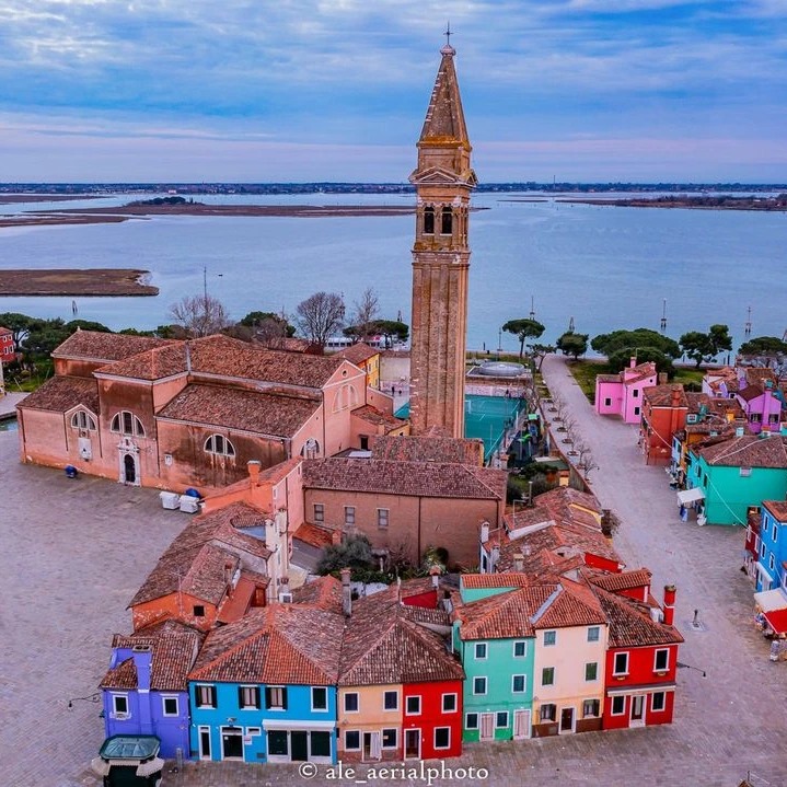Burano's Colorful Houses and Bell Tower