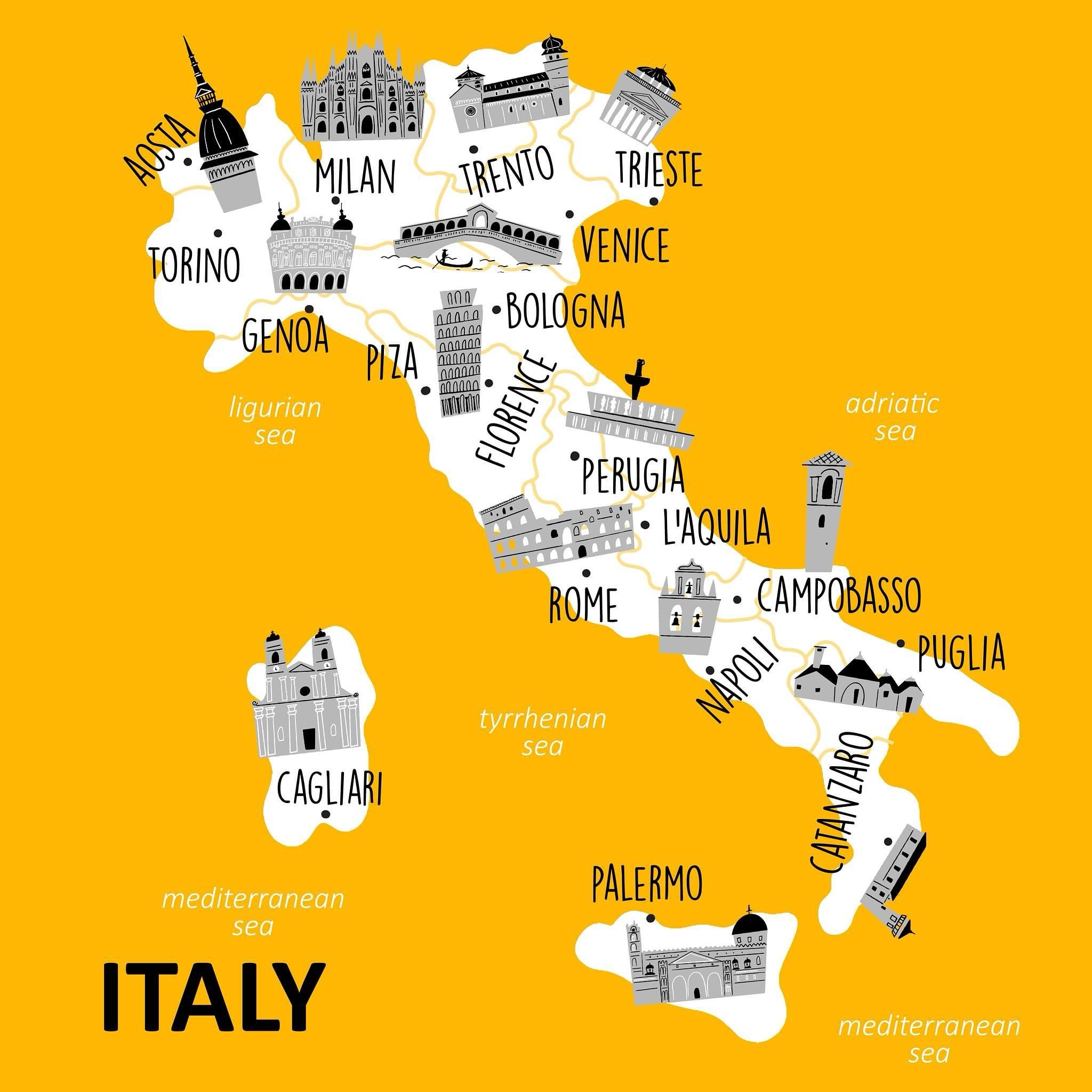 Italy's Most Visited Cities Featured On Illustrated Map