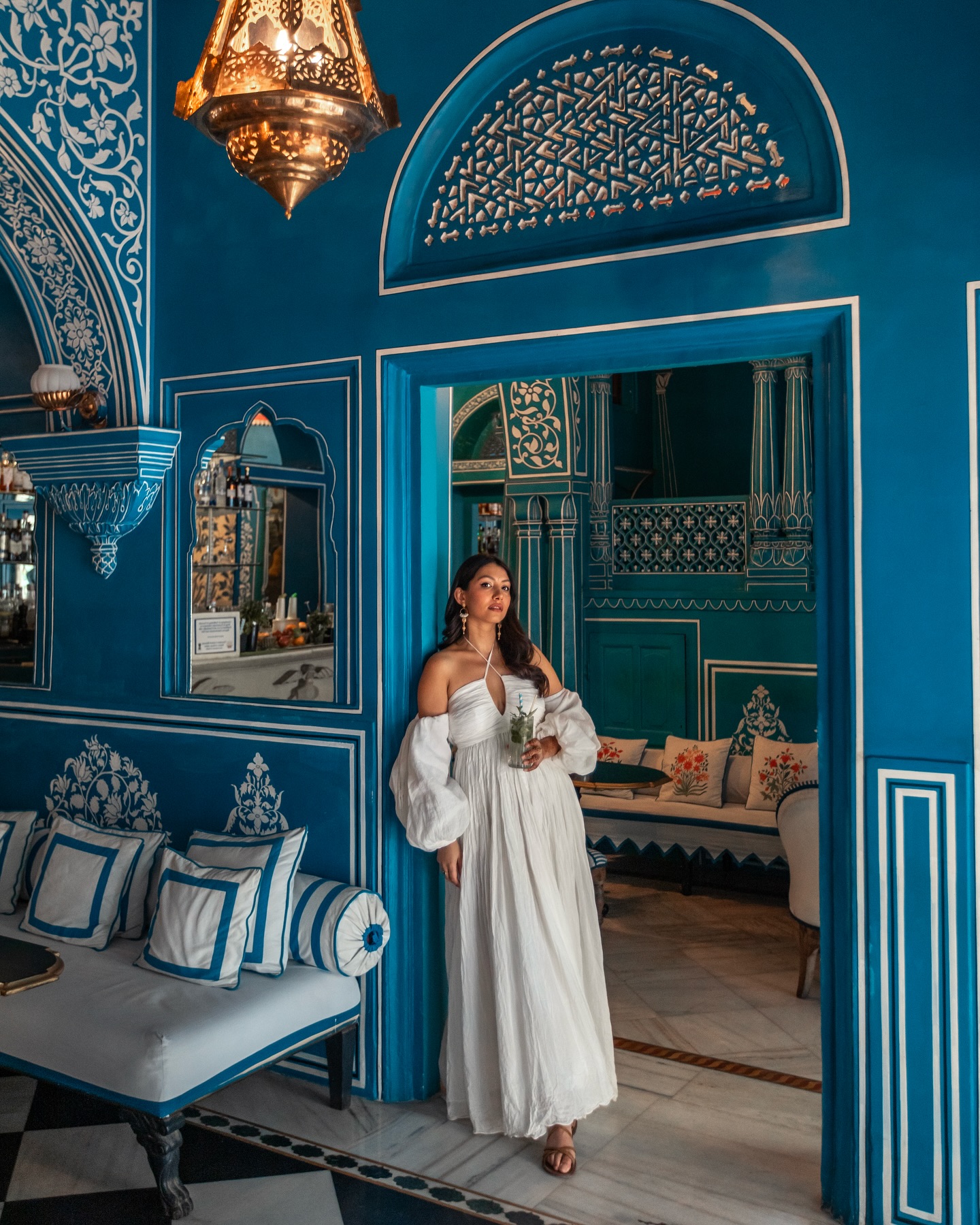 Bar Palladio Jaipur's Stunning Peacock Blue Interiors