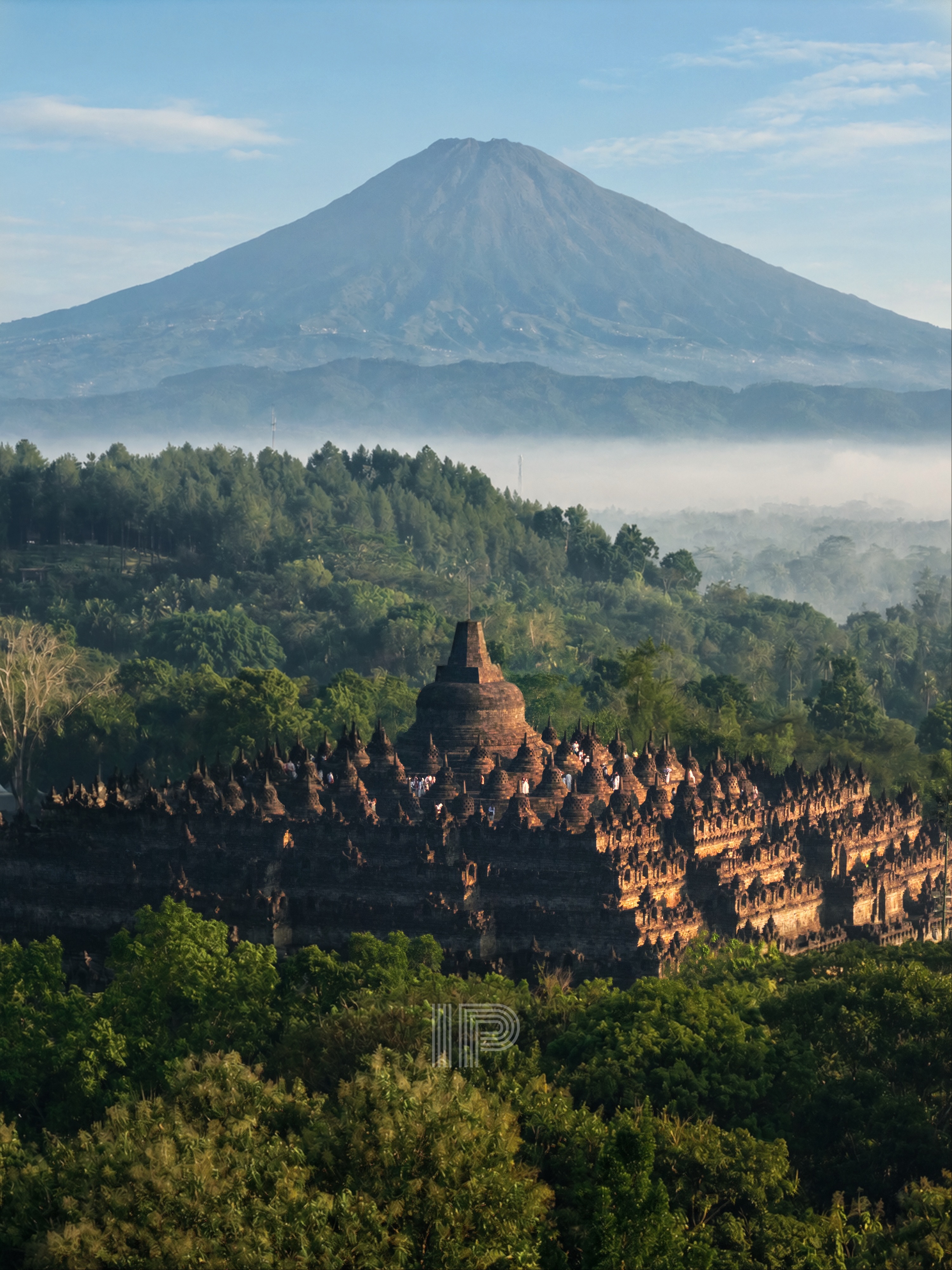 Temples and Mountains Bathed in Mist
