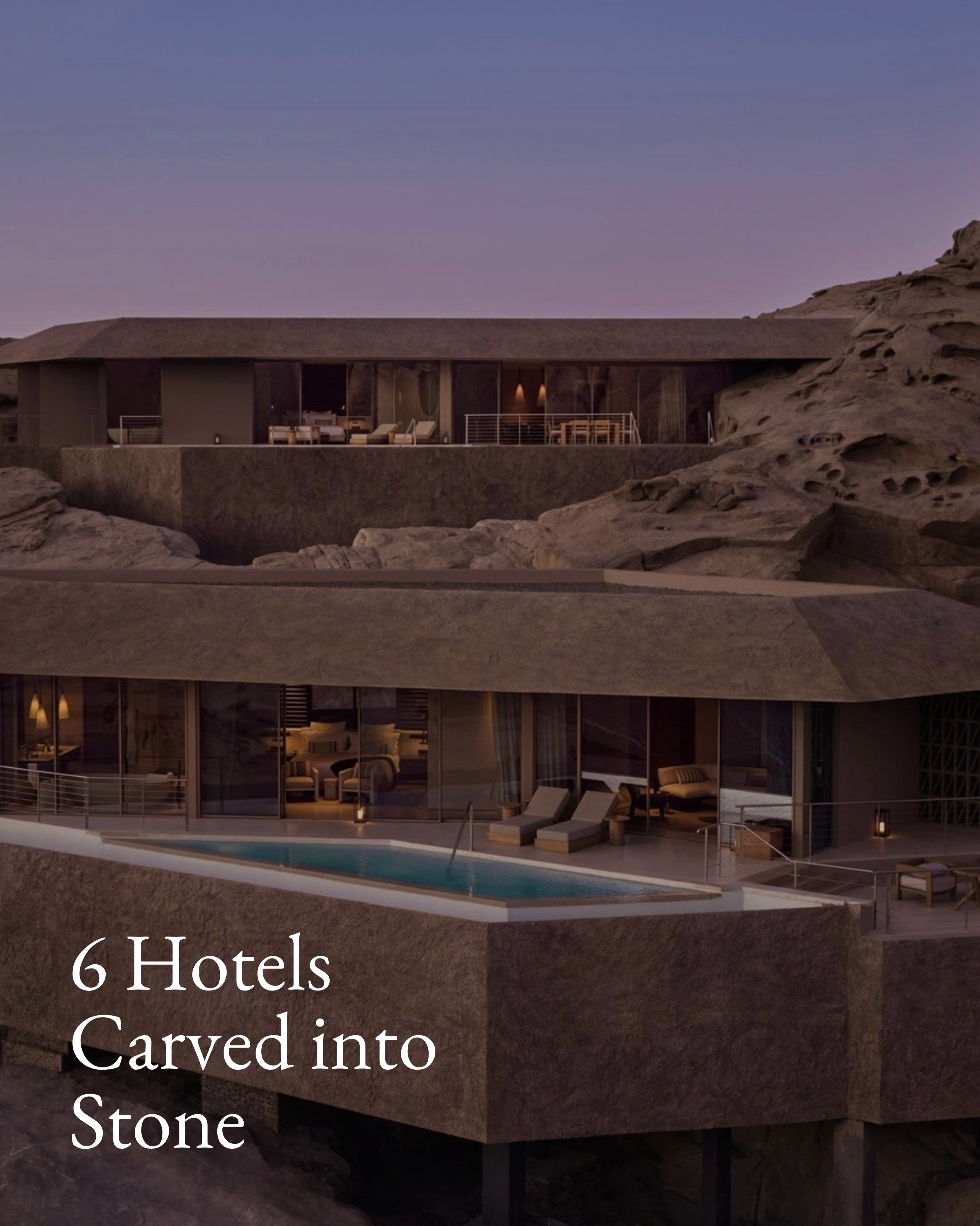 Rock-Carved Hotels Seamlessly Blending With Landscapes
