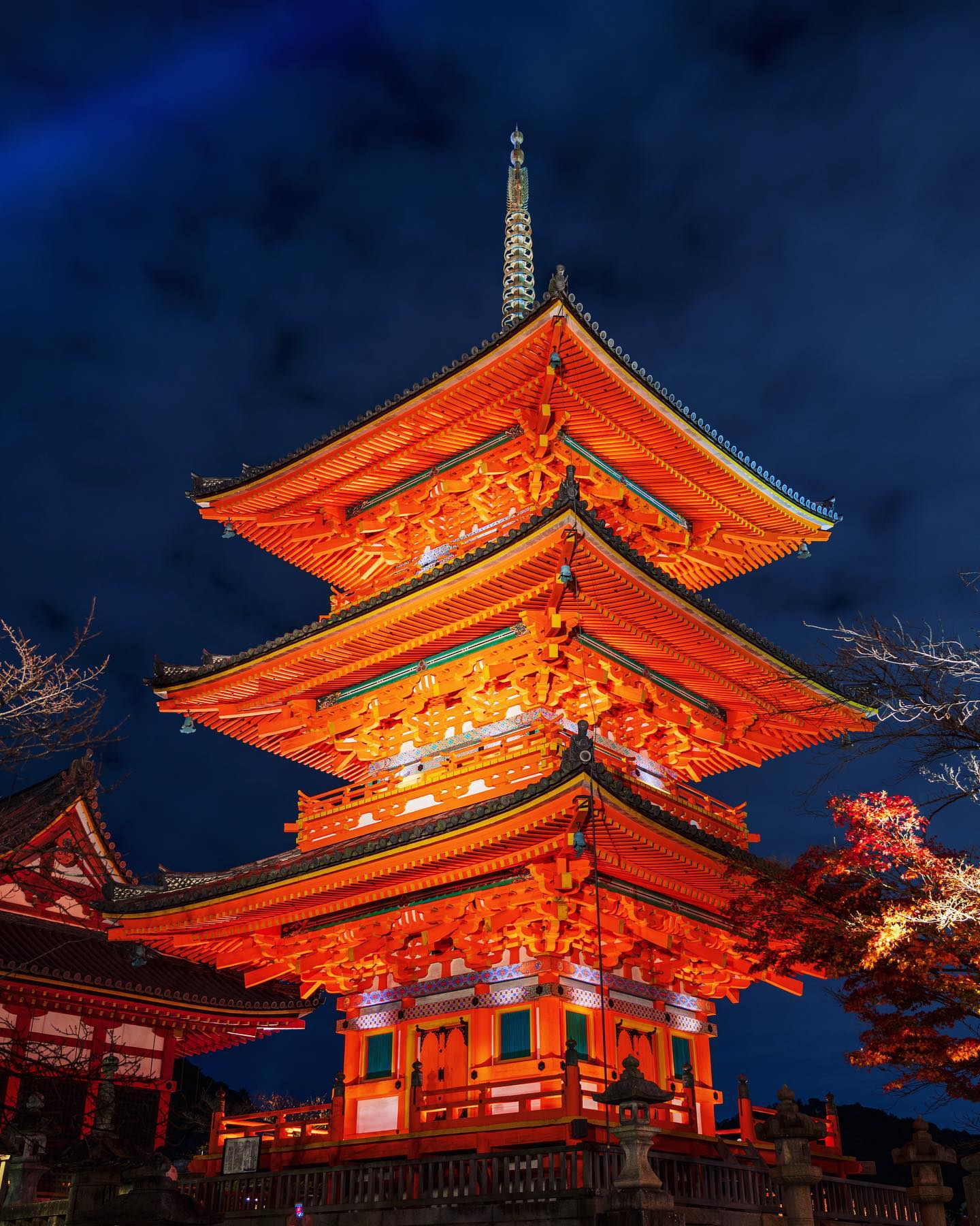 Kyoto Temples Lit Up At Night