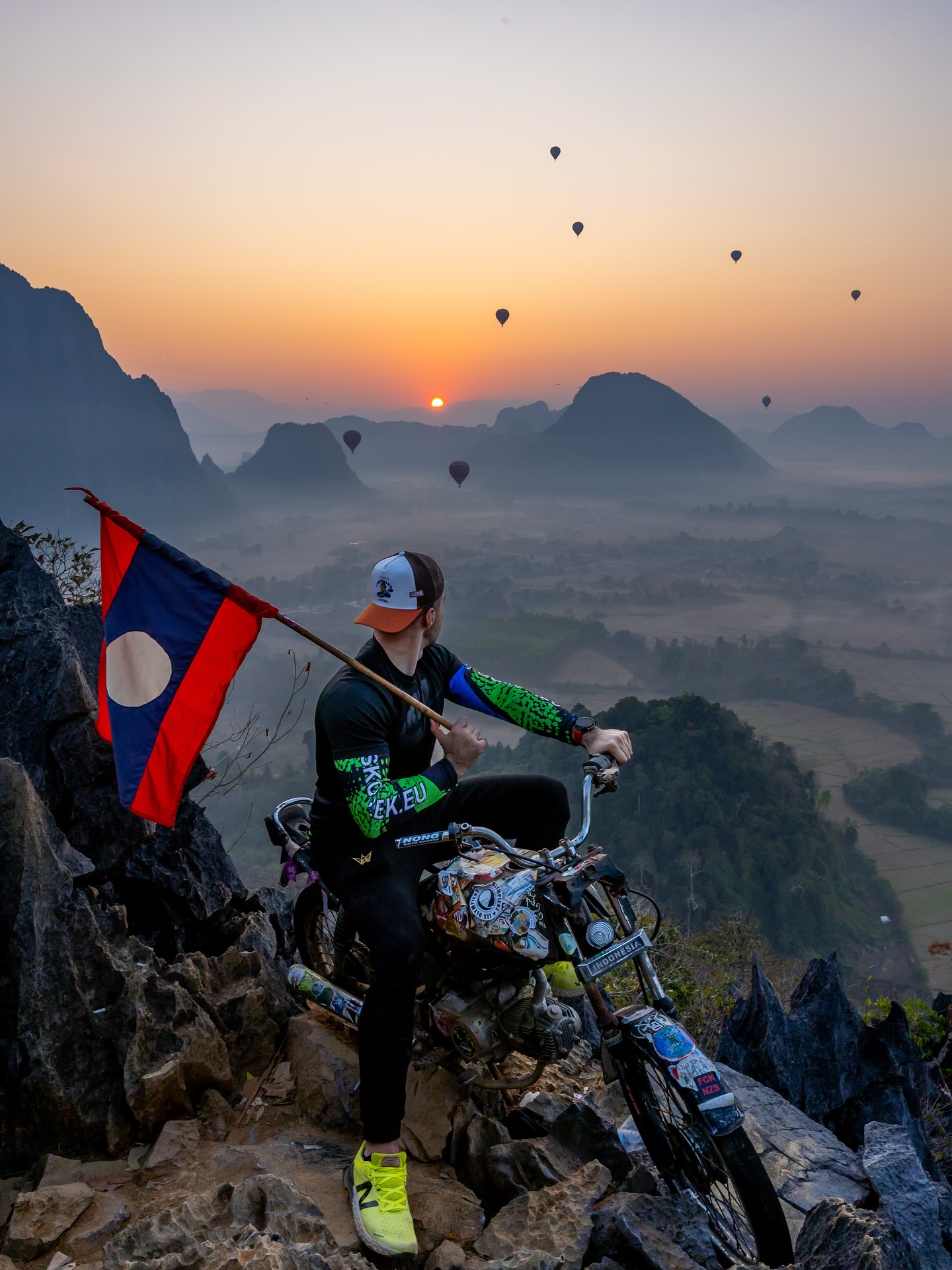 Sunrise Over Laos Karst Mountains