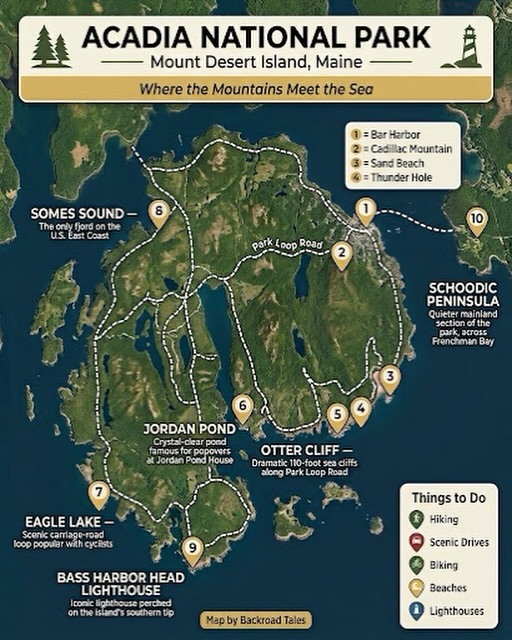 Acadia National Park Attractions on Mount Desert Island