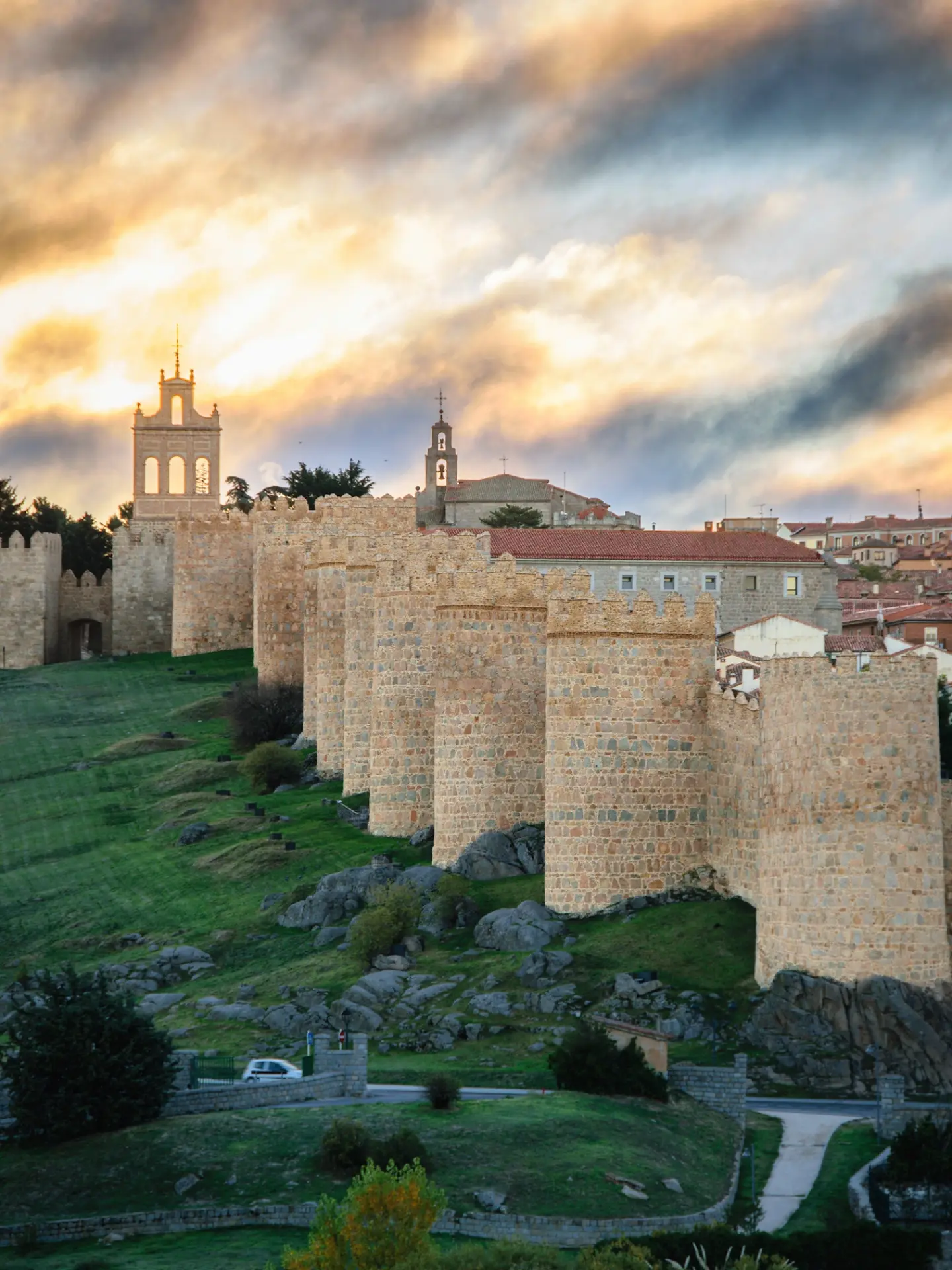 Ávila's Walls at Sunrise From Cuatro Postes