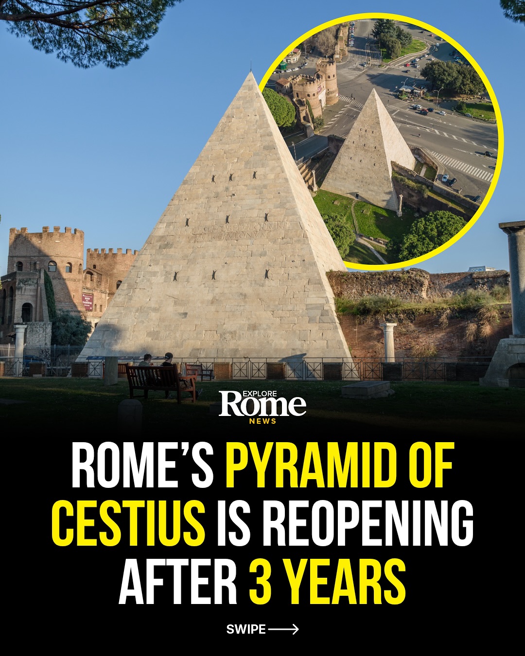 Pyramid Of Cestius Reopens In Rome