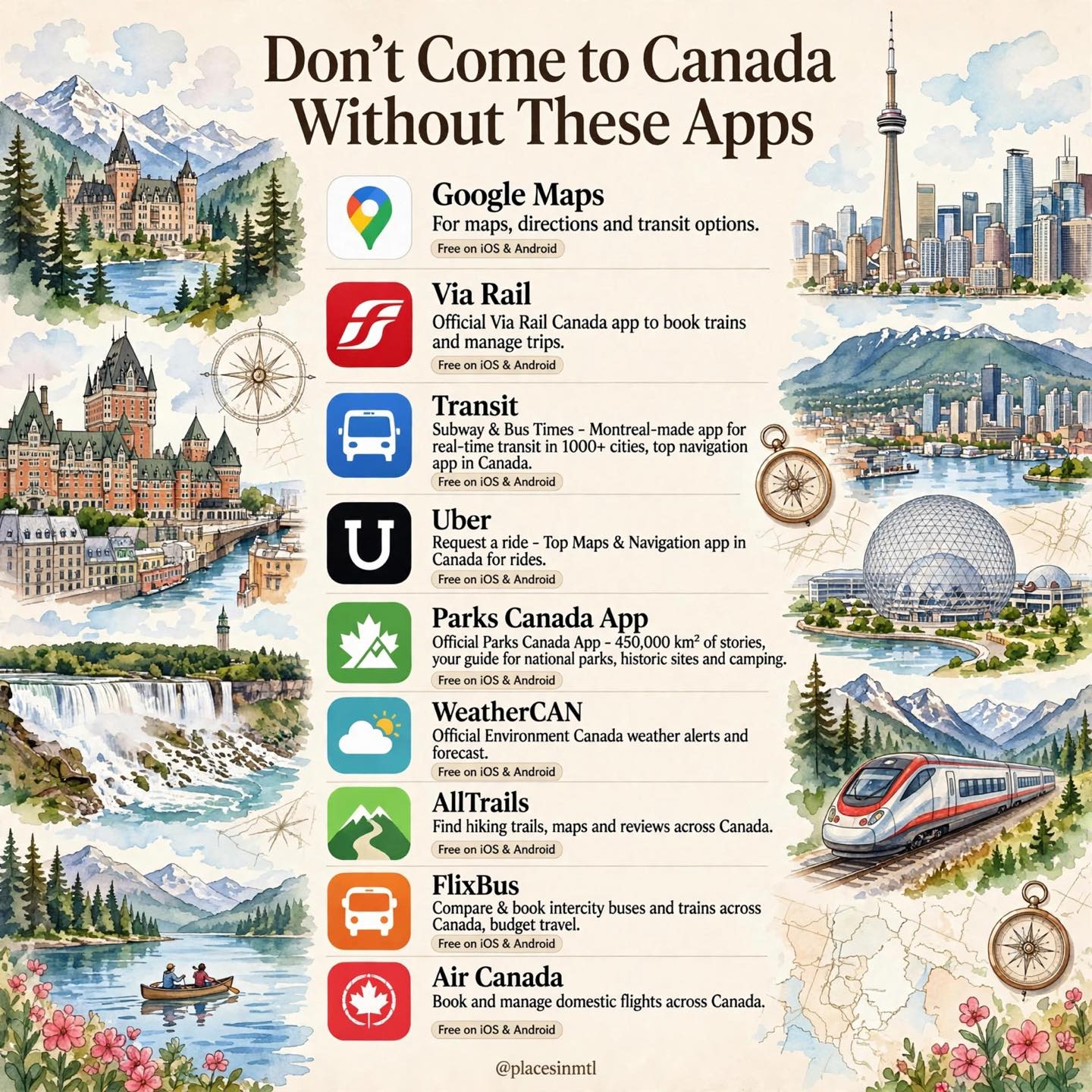 Canadian Landmarks and Travel Apps