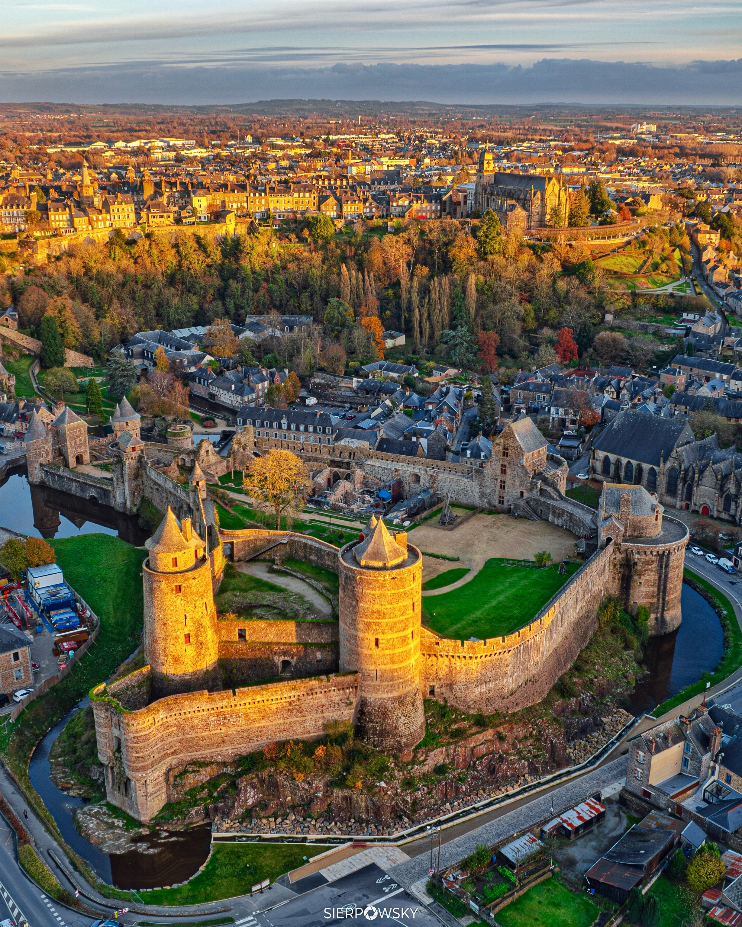 Château de Fougères Fortress Illuminated At Dusk
