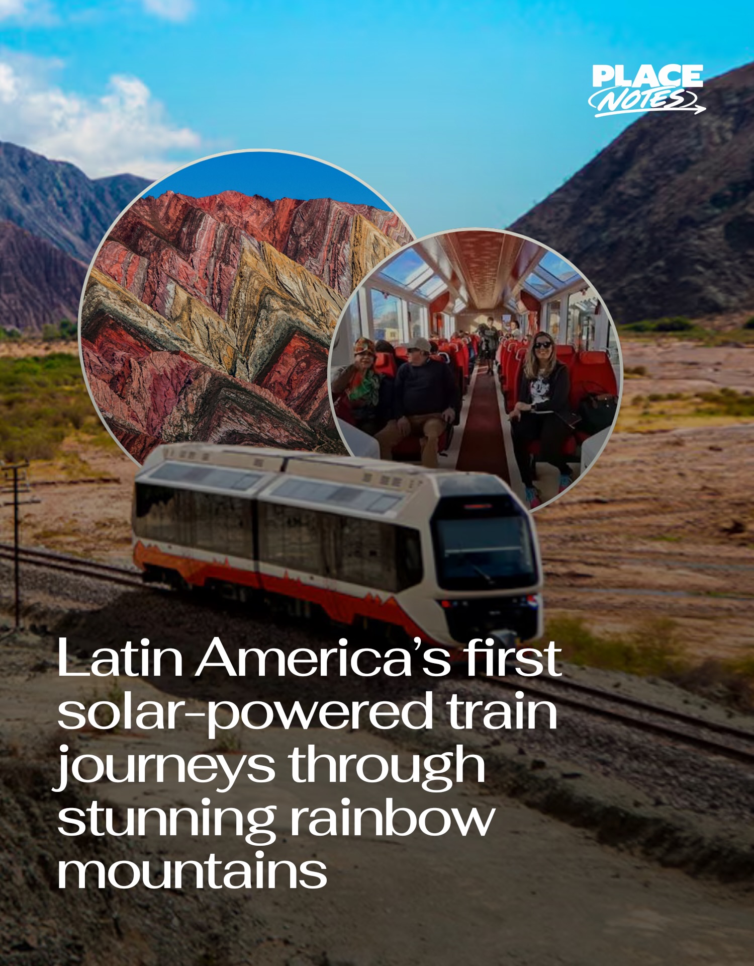 Solar Train Through Argentina's Rainbow Mountains
