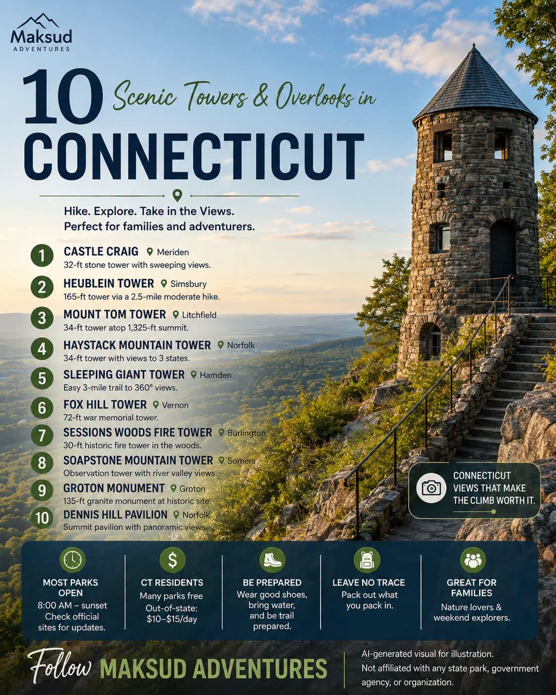 Connecticut Towers and Overlooks For Rewarding Views