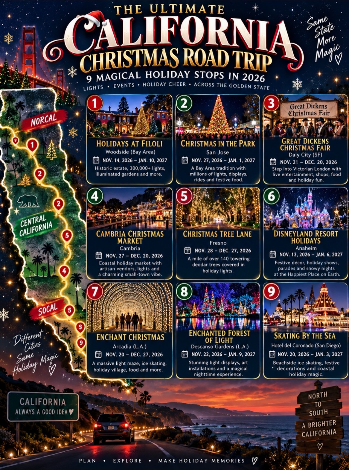 8 Attractions in California