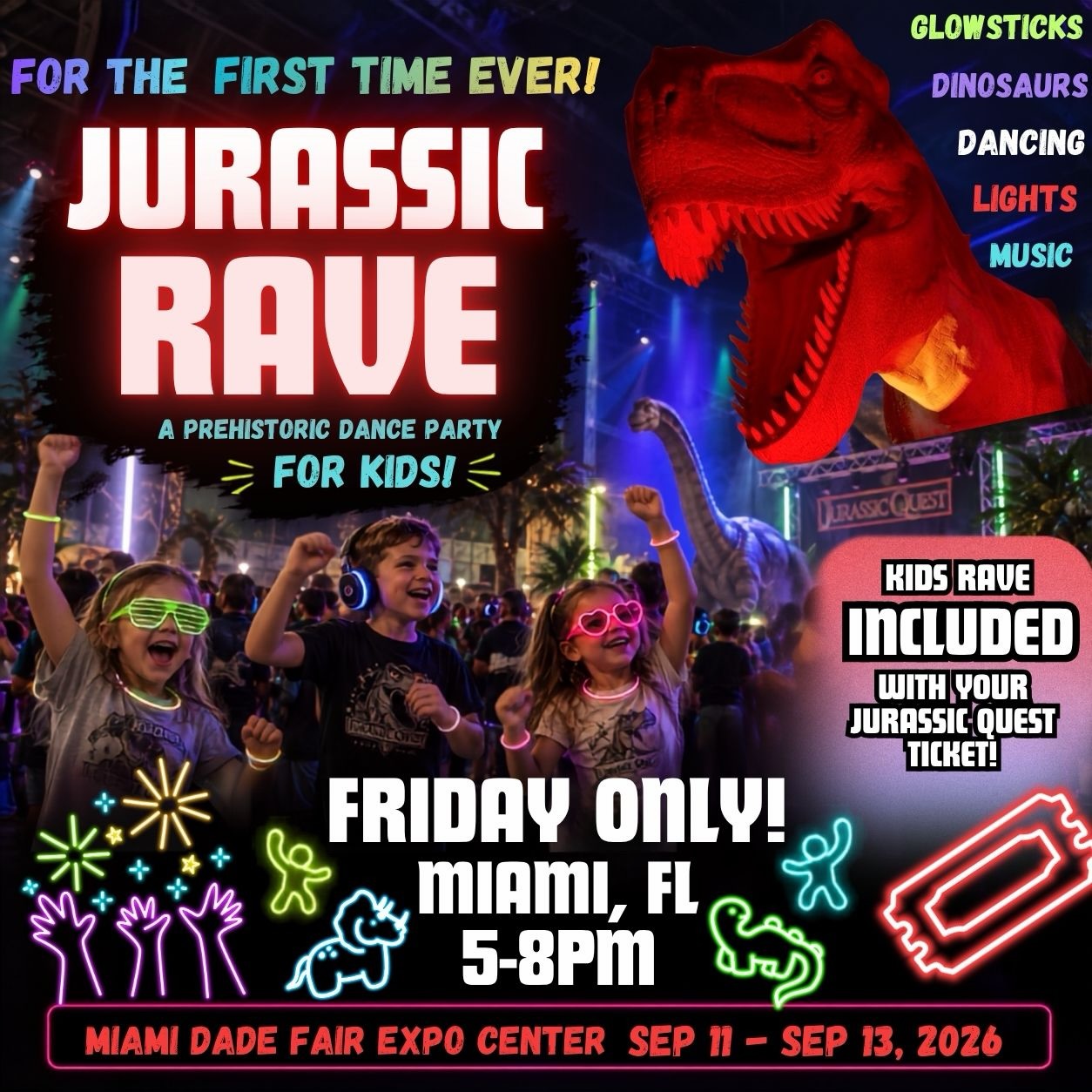 Miami Fair Hosts Dinosaur Rave Night