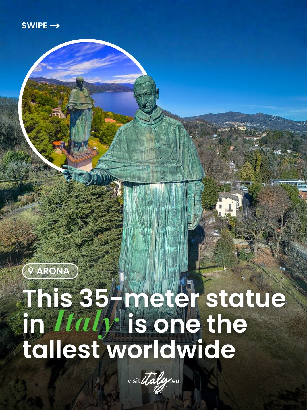 Giant Statue Offers Views of Lake Maggiore
