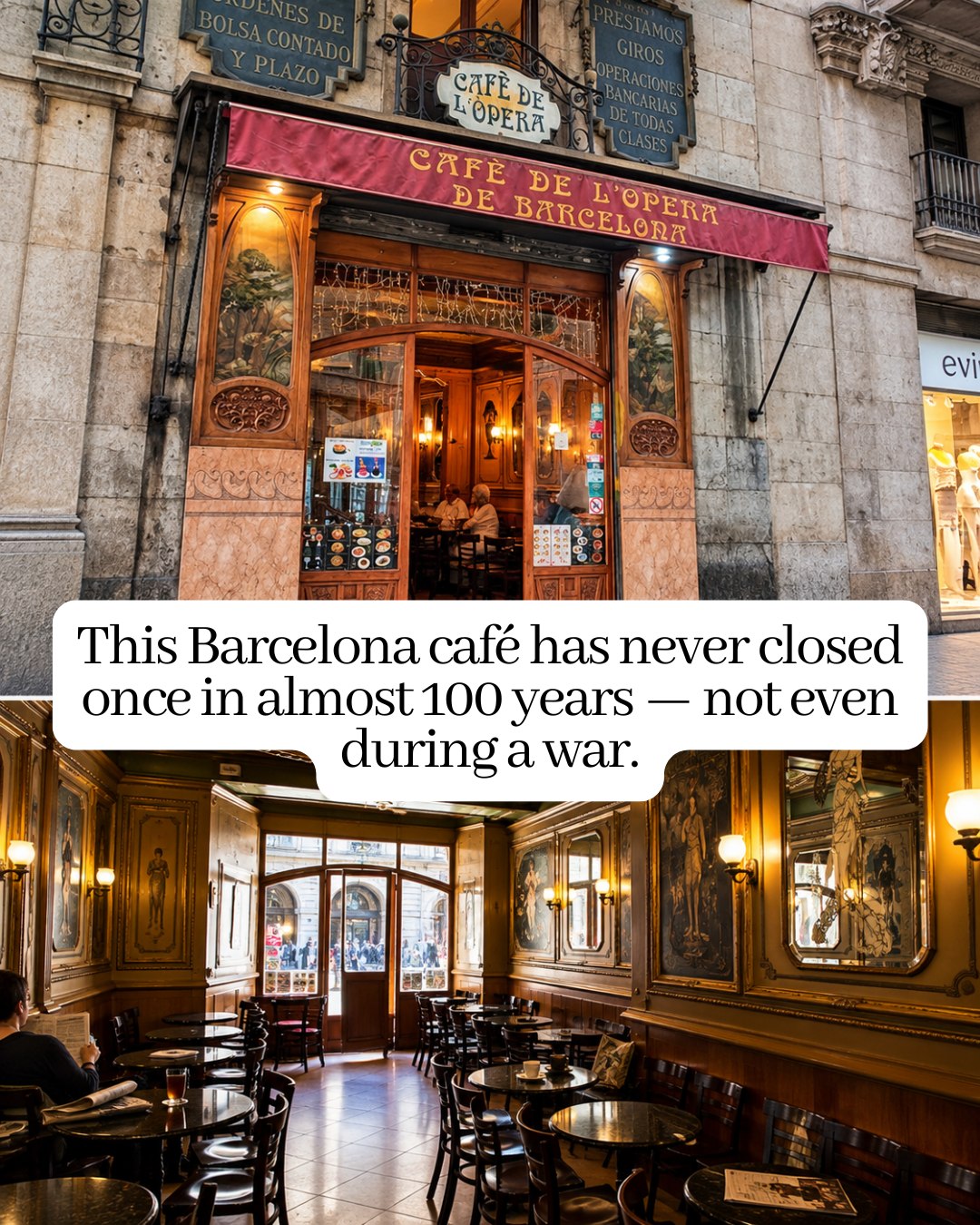 Historic Cafè de l'Òpera on La Rambla
