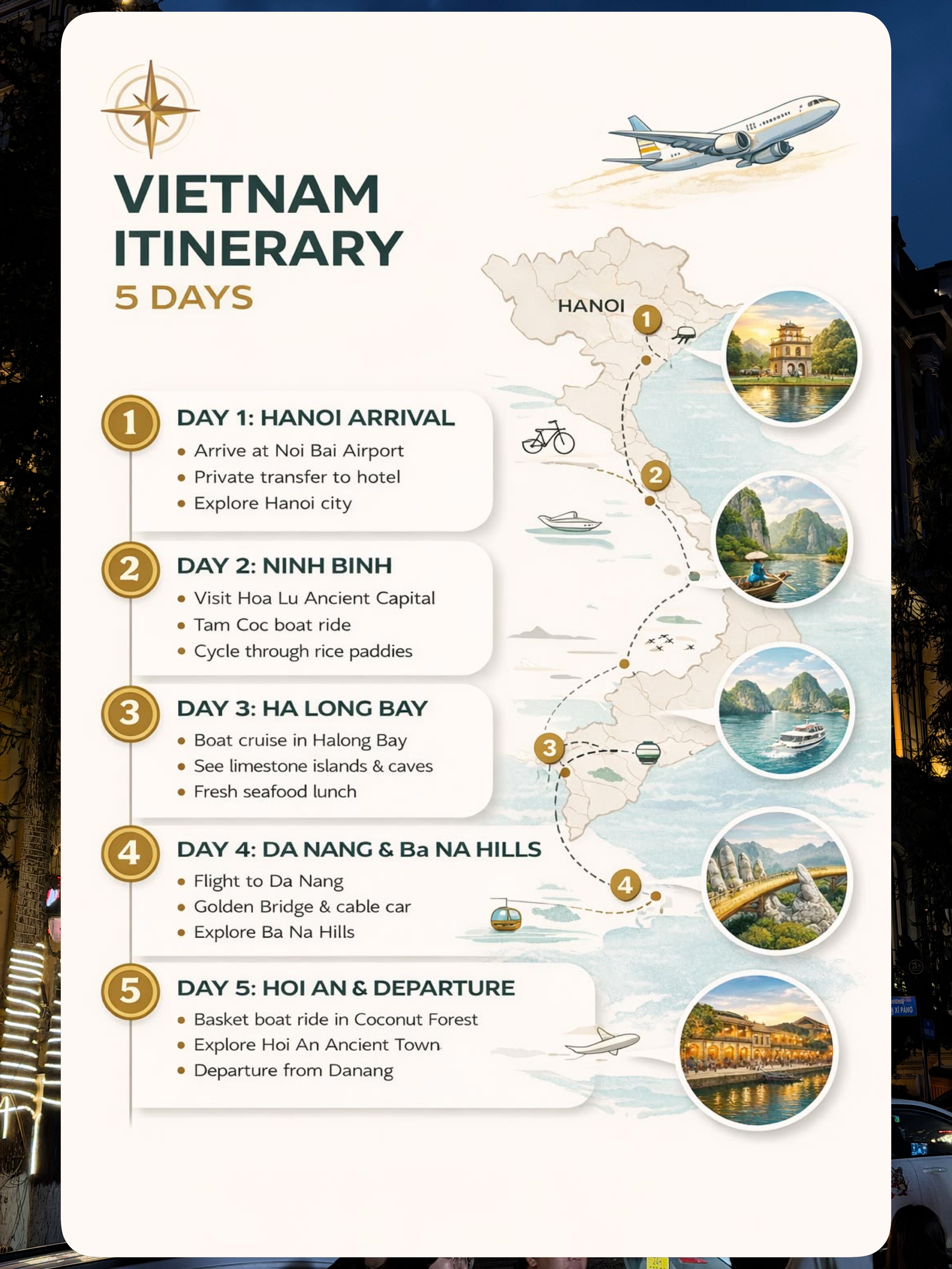 Five-Day Vietnam Itinerary: Cities, Bays, and Ancient Sites