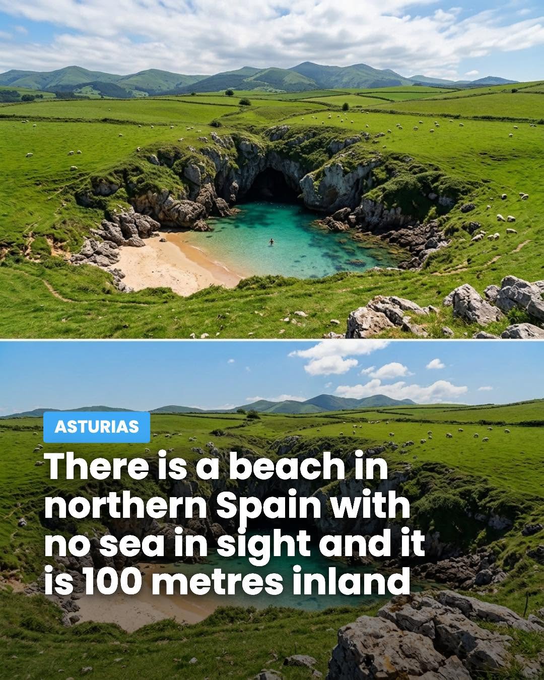 Asturias' Unique Inland Beach