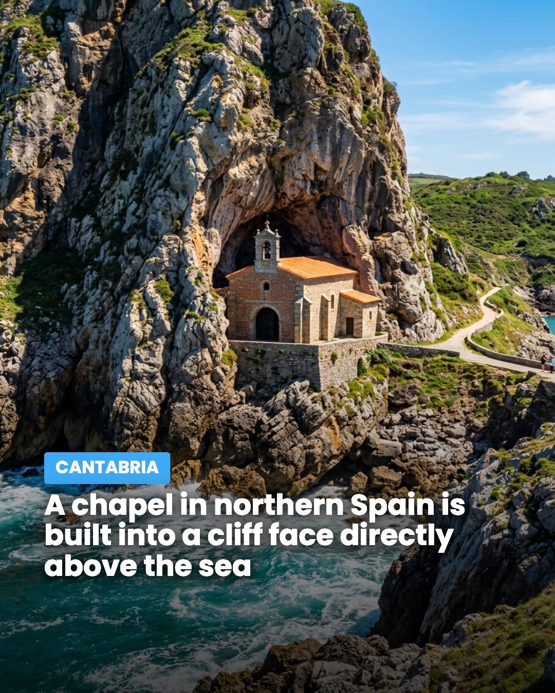 Chapel Built Into Northern Spain's Cliff Face