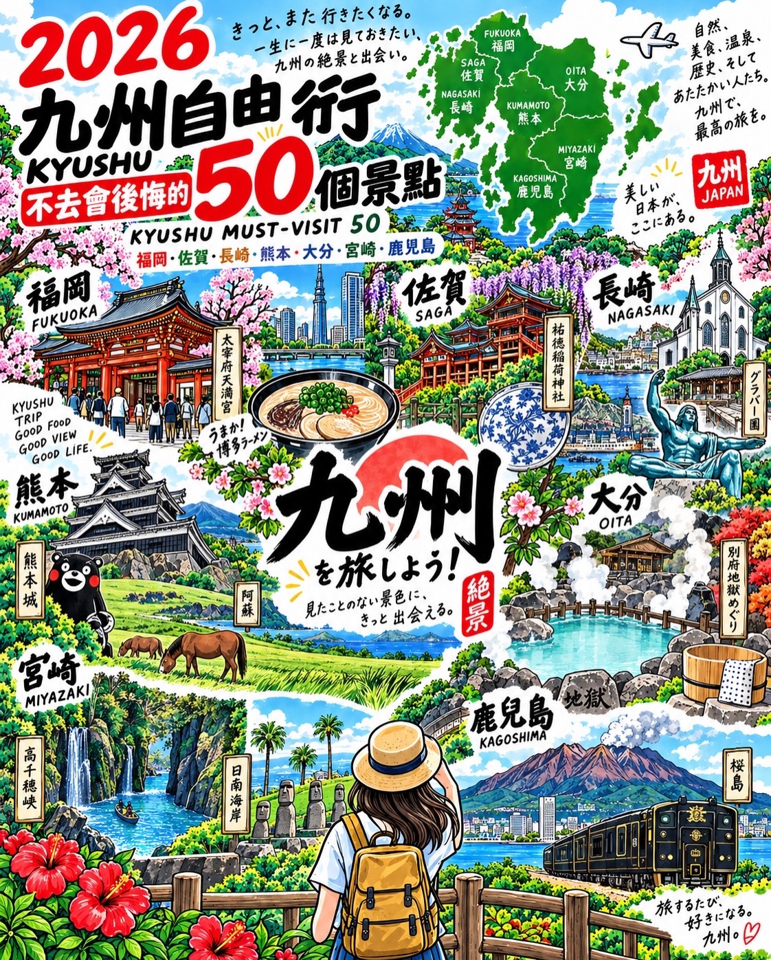 50 Must-Visit Spots Across Kyushu's Prefectures