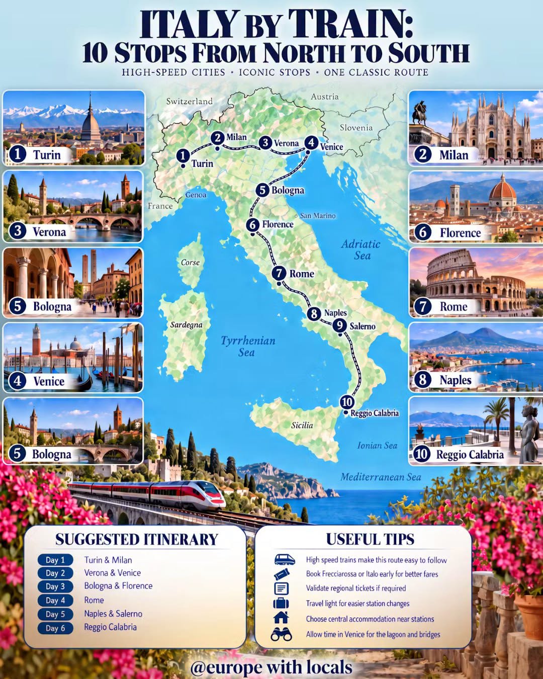 Italian Train Journey Through Ten Iconic Cities