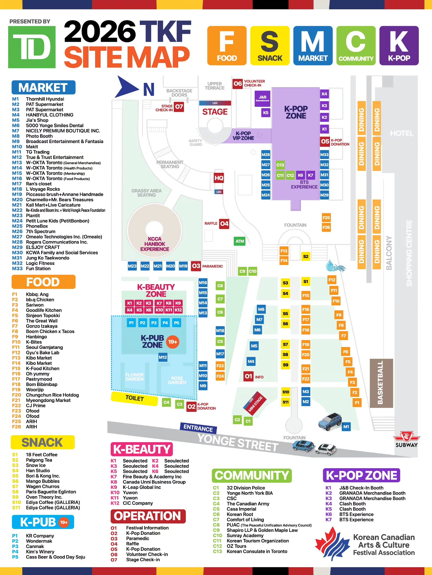 Toronto K-Festival Map Featuring Korean Food And Culture