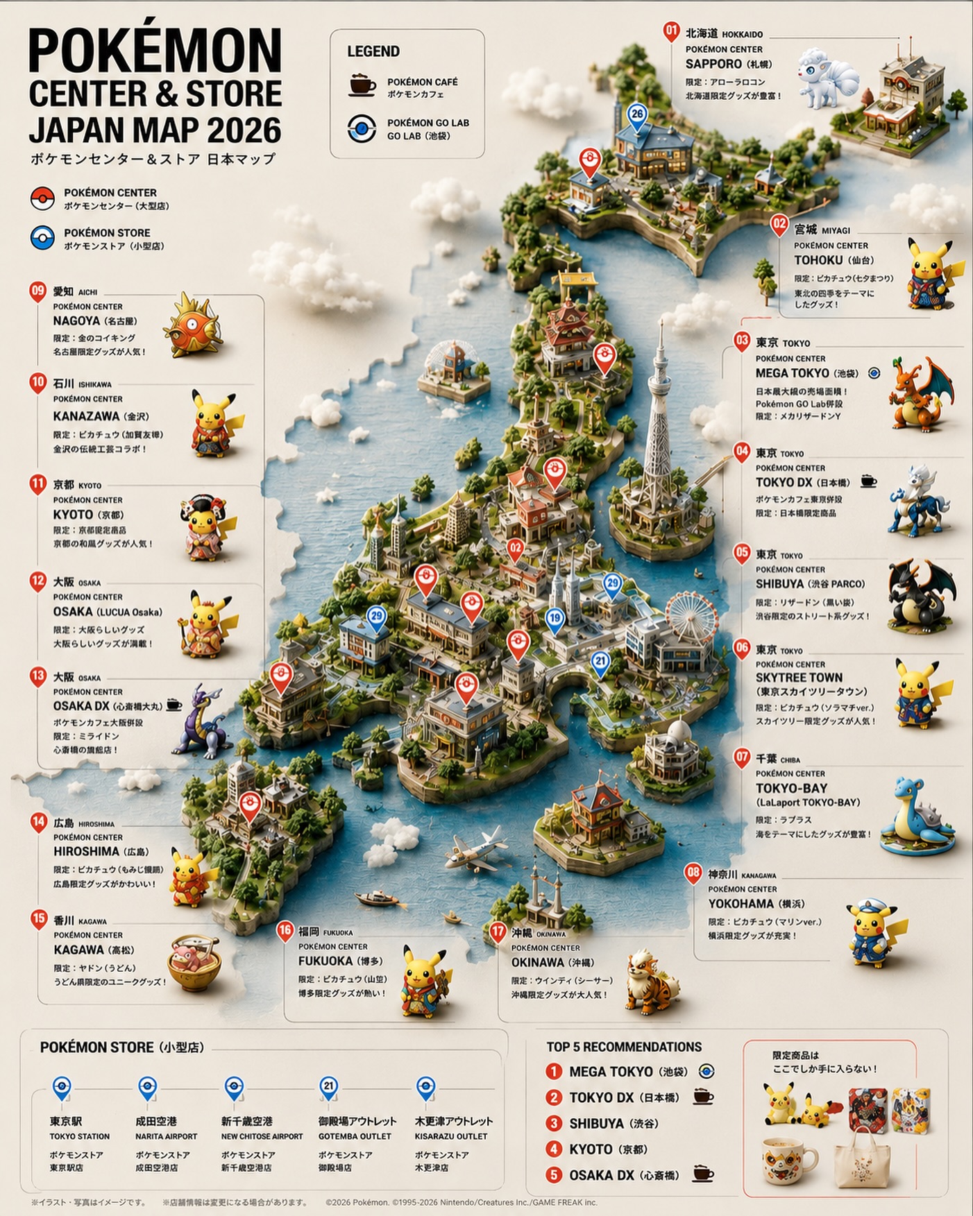 All Pokémon Centers and Stores in Japan