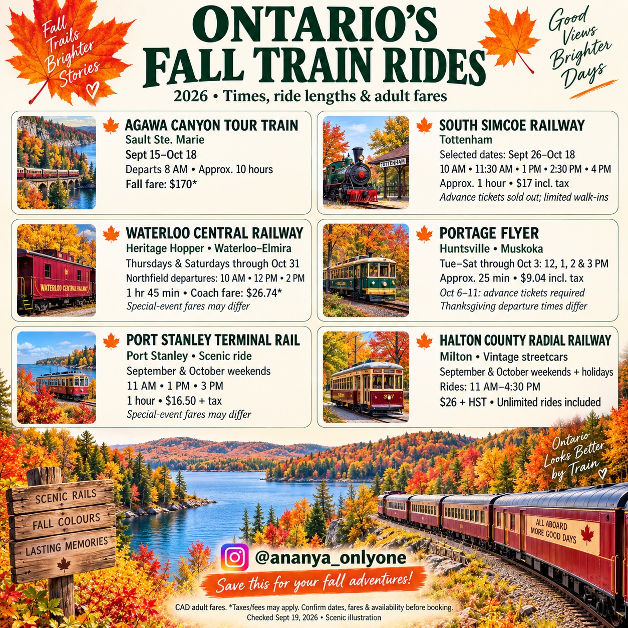 Ontario's Six Scenic Rail Excursions