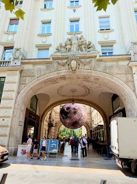 Budapest Moon Installation Near Fashion Street