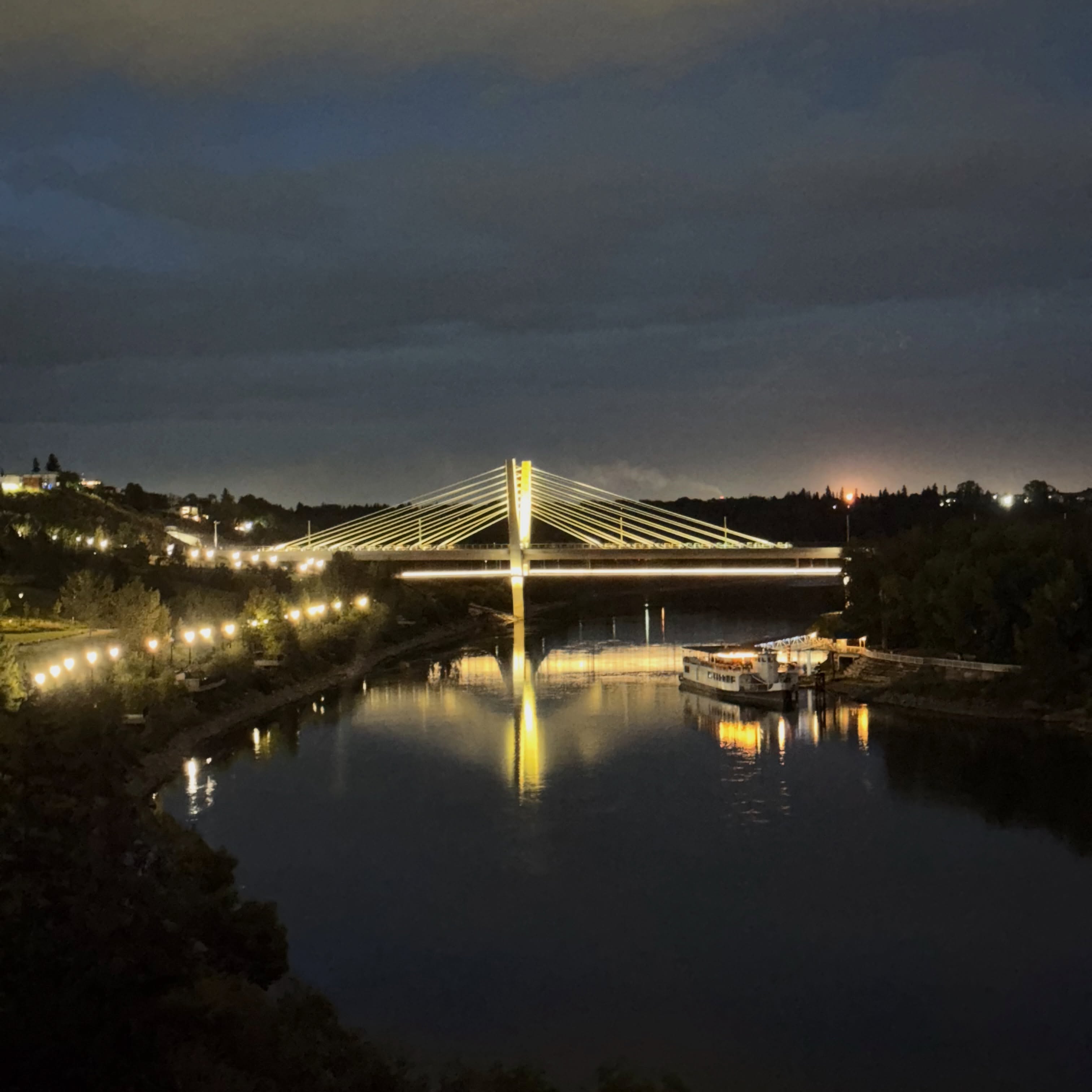 Walterdale Bridge Nighttime River View