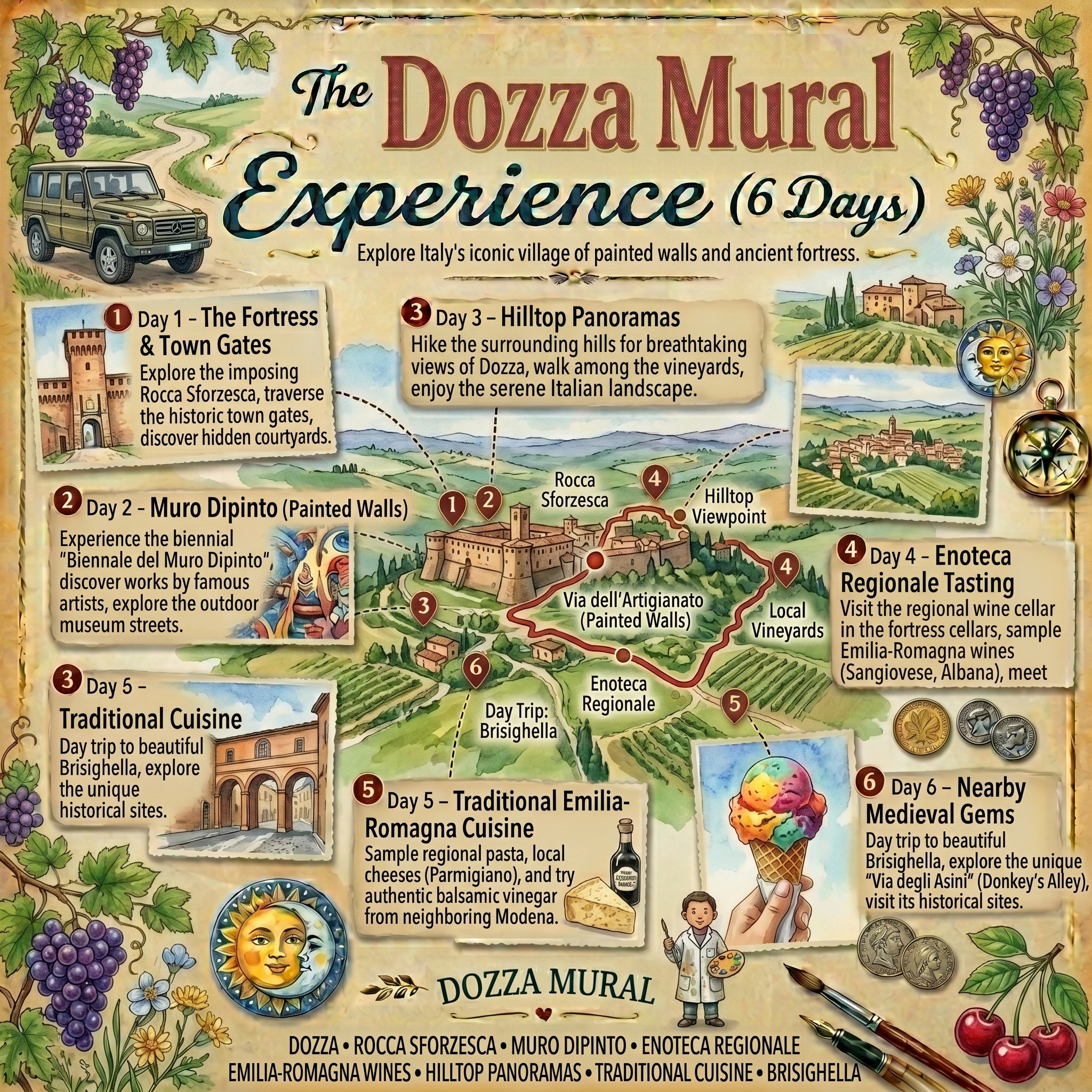 Explore Dozza's Murals, Castles, and Wine