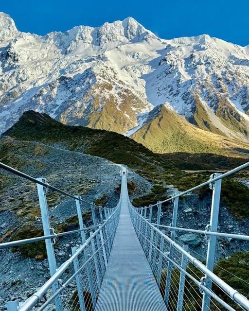 Hooker Valley Track's New Bridge Offers Mountain Views