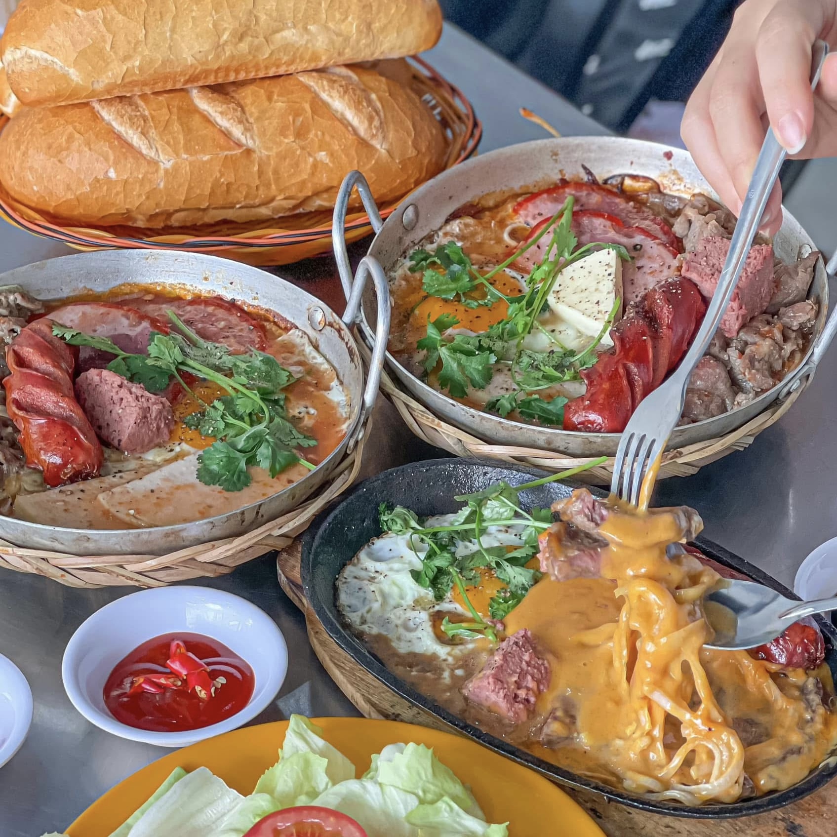 Sizzling Pan-Fried Beef at Bò Bít Tết Cô Út