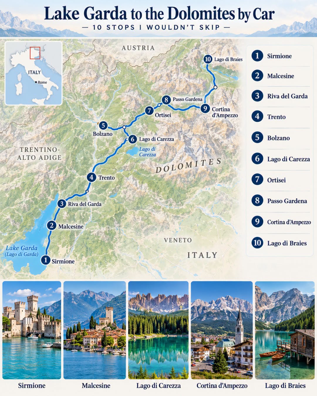 Lake Garda To Dolomites Road Trip Destinations