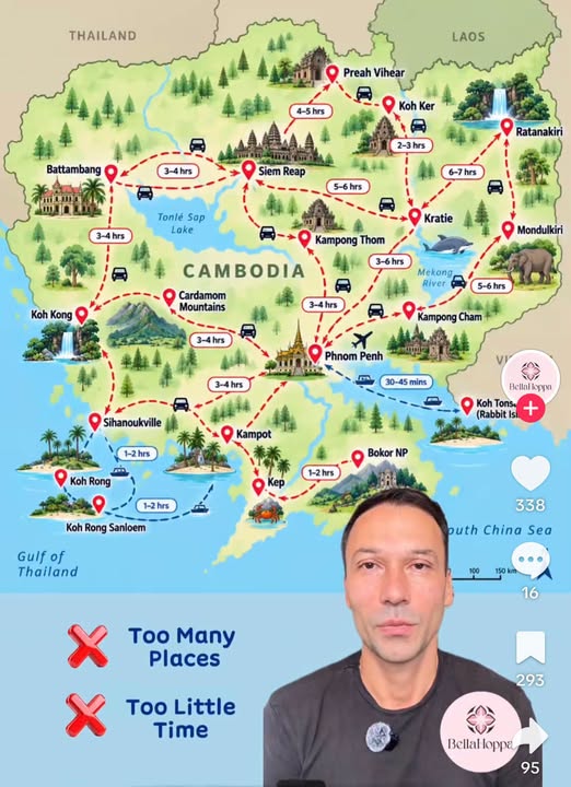 Cambodia Map Of Cities And Attractions