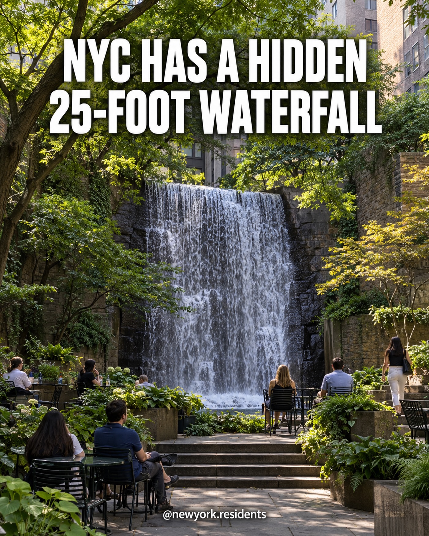 Manhattan's Secret Urban Oasis With A Waterfall