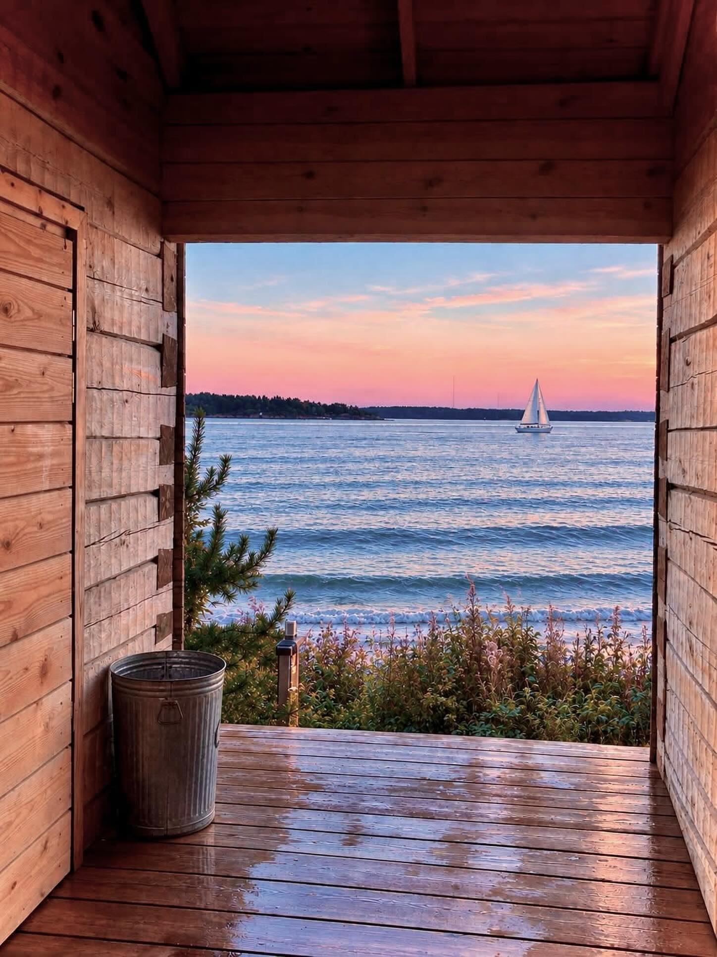 Sunset Sailboat View on Lonna Island