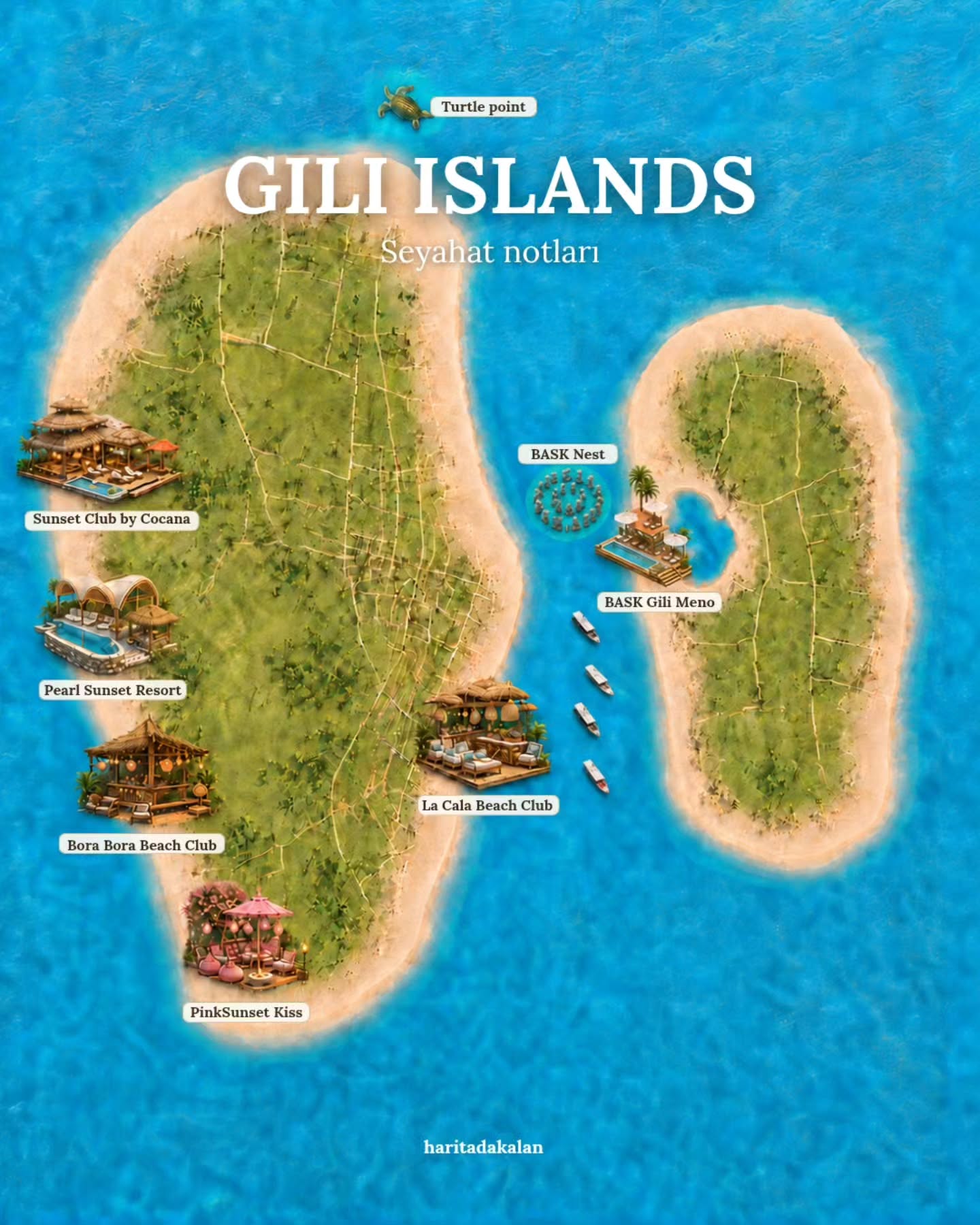 Gili Islands' Beaches and Underwater Sculptures