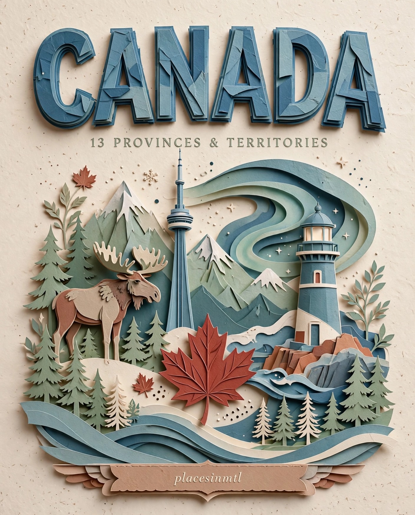 Canadian Provinces and Territories Paper Art Showcase