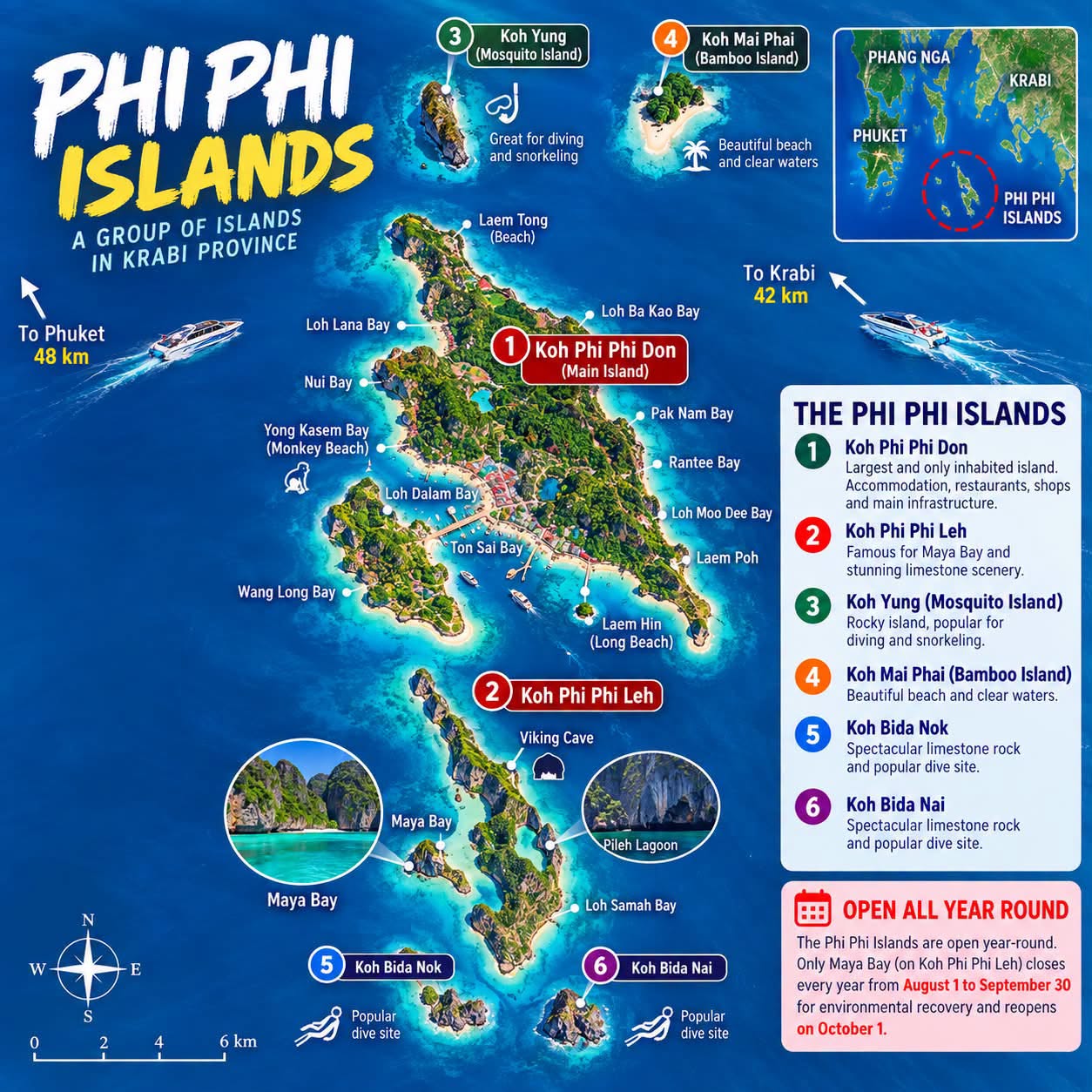 Map Of Phi Phi Islands And Nearby Thai Destinations